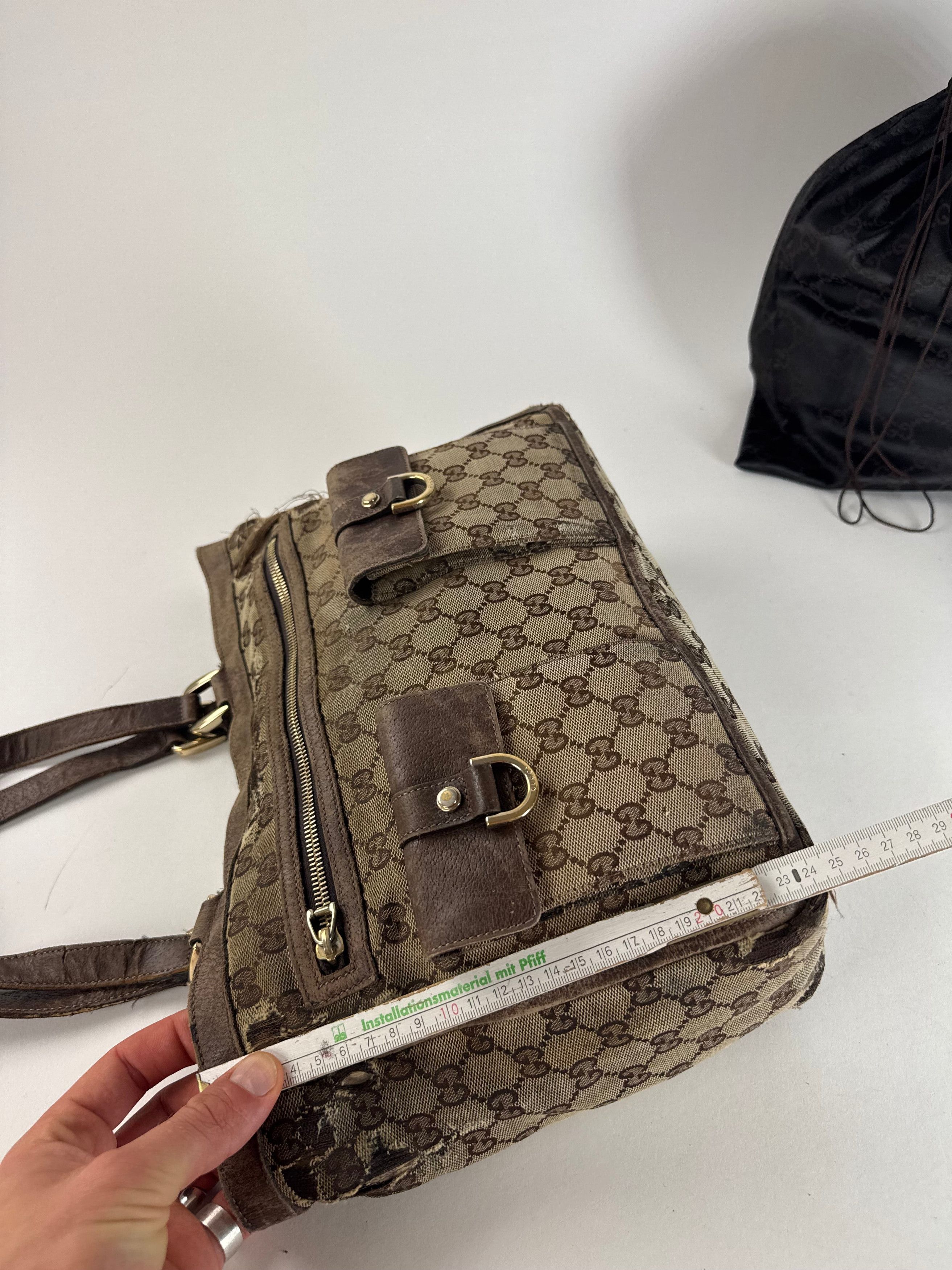 Gucci Vintage Monogram Handbag Beige Brown Size ONE SIZE - 11 Thumbnail