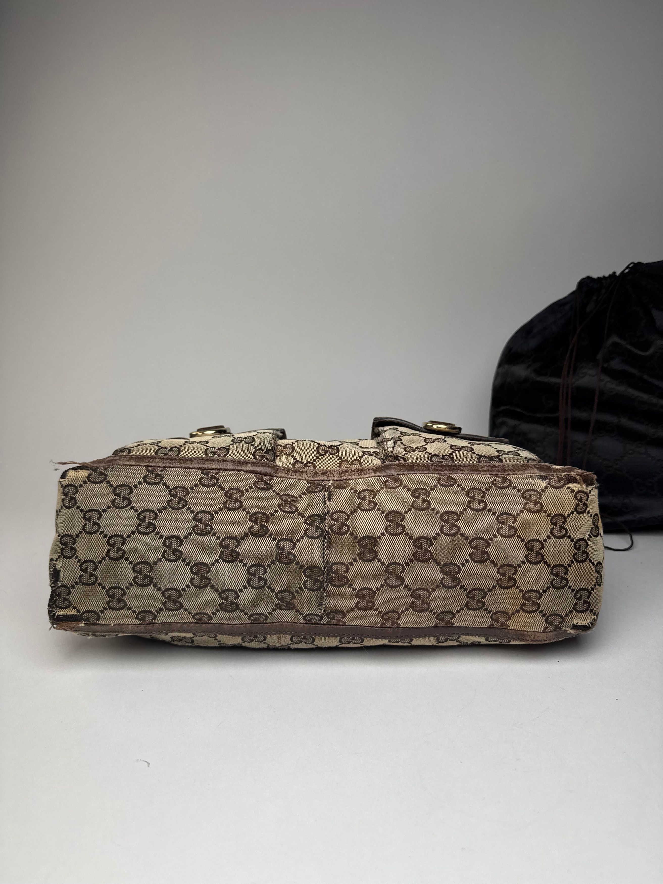 Gucci Vintage Monogram Handbag Beige Brown Size ONE SIZE - 12 Thumbnail