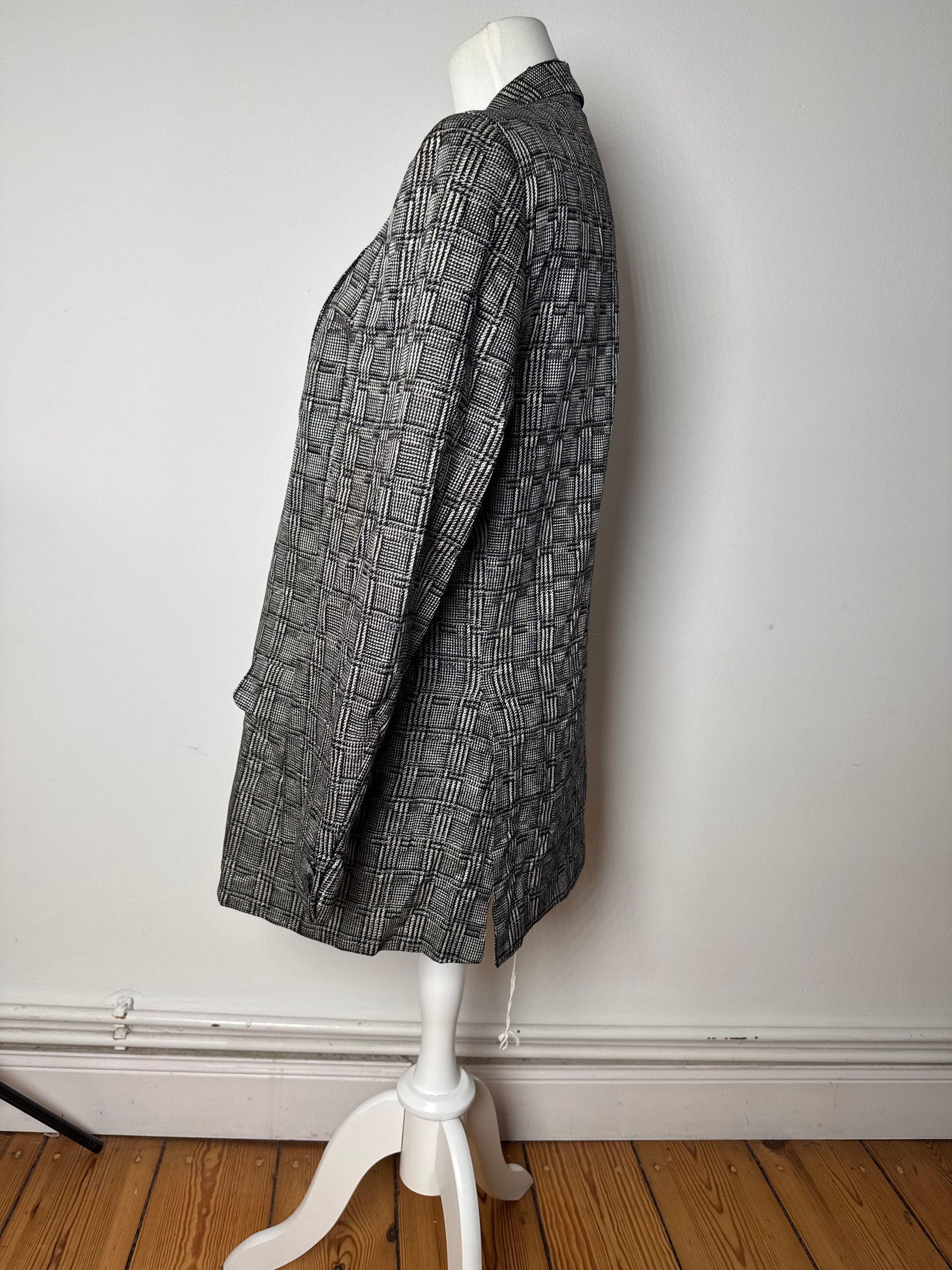 Balenciaga Vintage Checked Wool Blazer Grey White Size L / US 10 / IT 46 - 2 Thumbnail