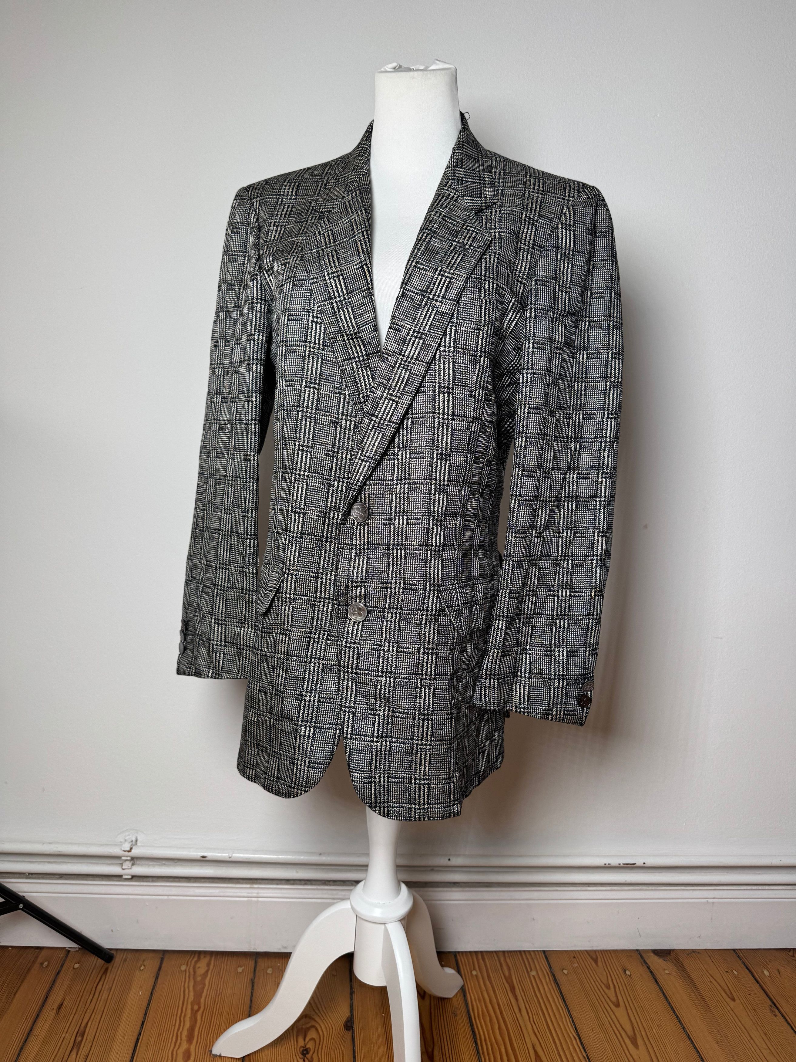 Balenciaga Vintage Checked Wool Blazer Grey White Size L / US 10 / IT 46 - 15 Thumbnail
