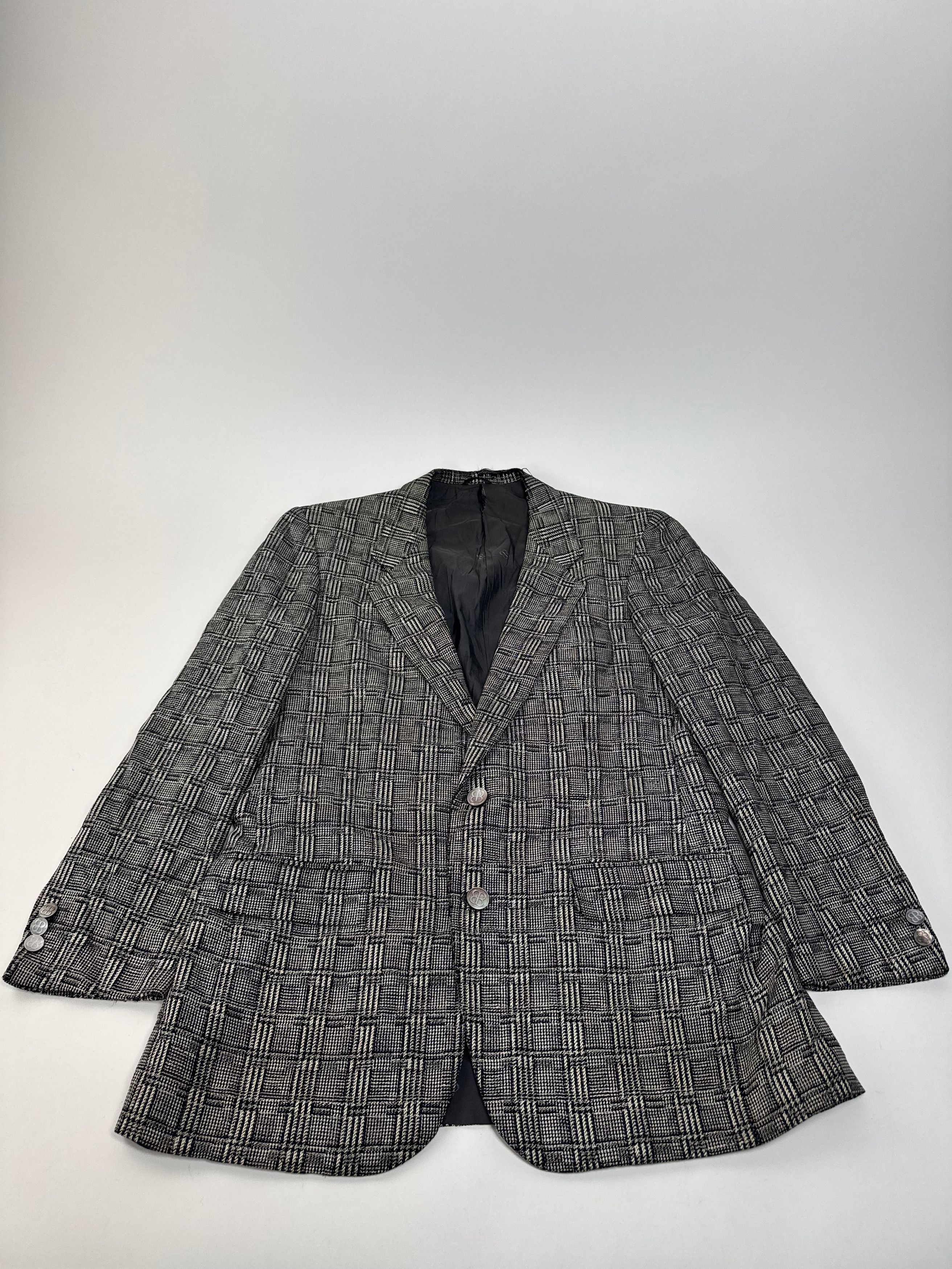 Balenciaga Vintage Checked Wool Blazer Grey White Size L / US 10 / IT 46 - 10 Thumbnail