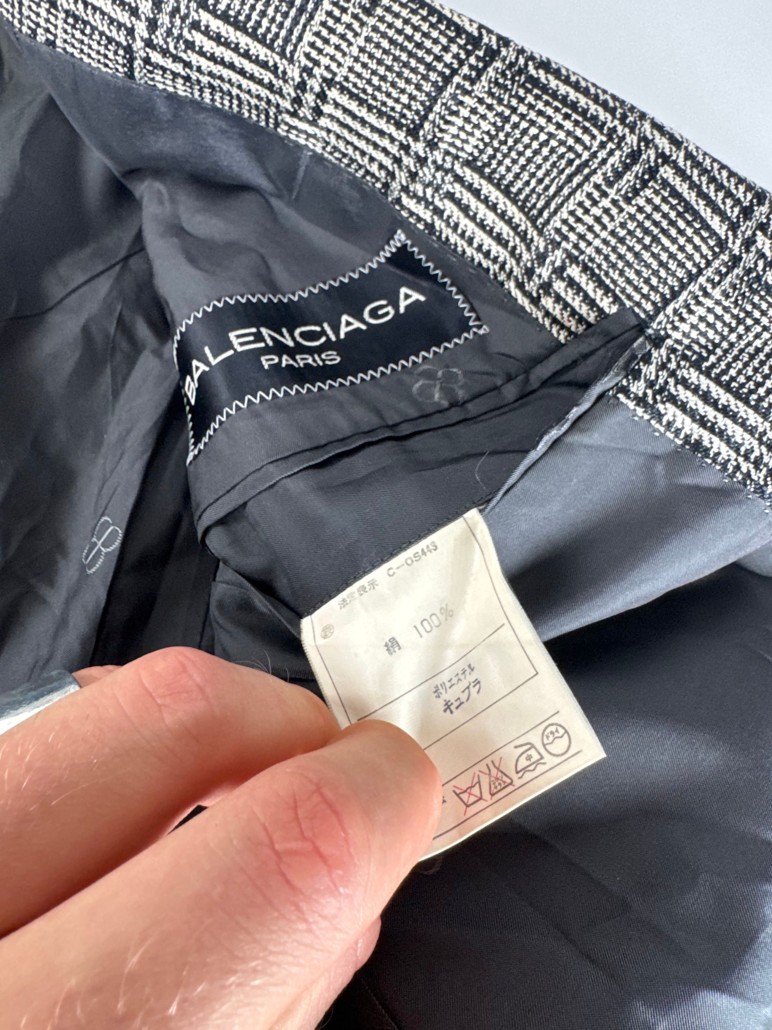 Balenciaga Vintage Checked Wool Blazer Grey White Size L / US 10 / IT 46 - 7 Thumbnail