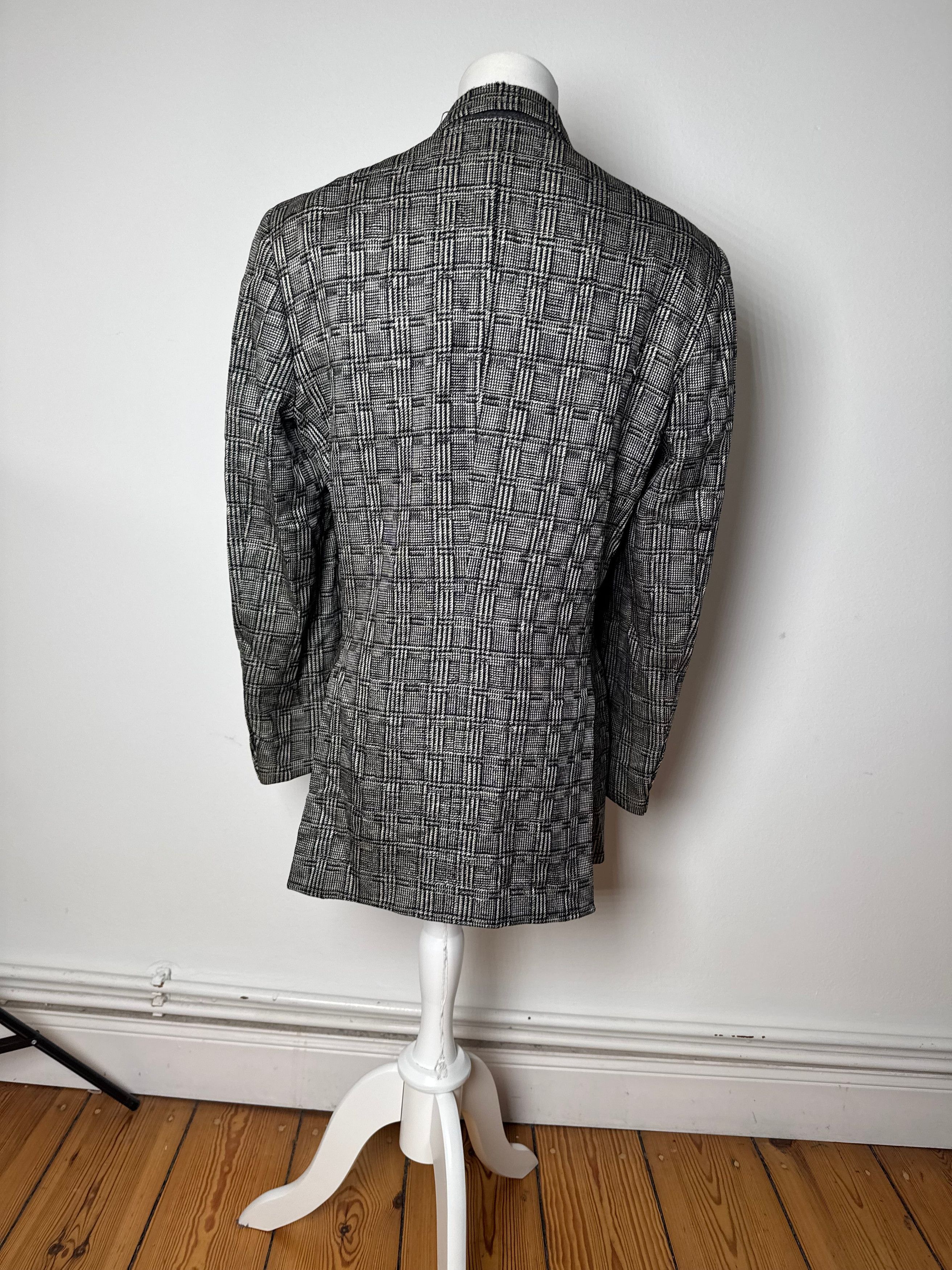 Balenciaga Vintage Checked Wool Blazer Grey White Size L / US 10 / IT 46 - 3 Thumbnail