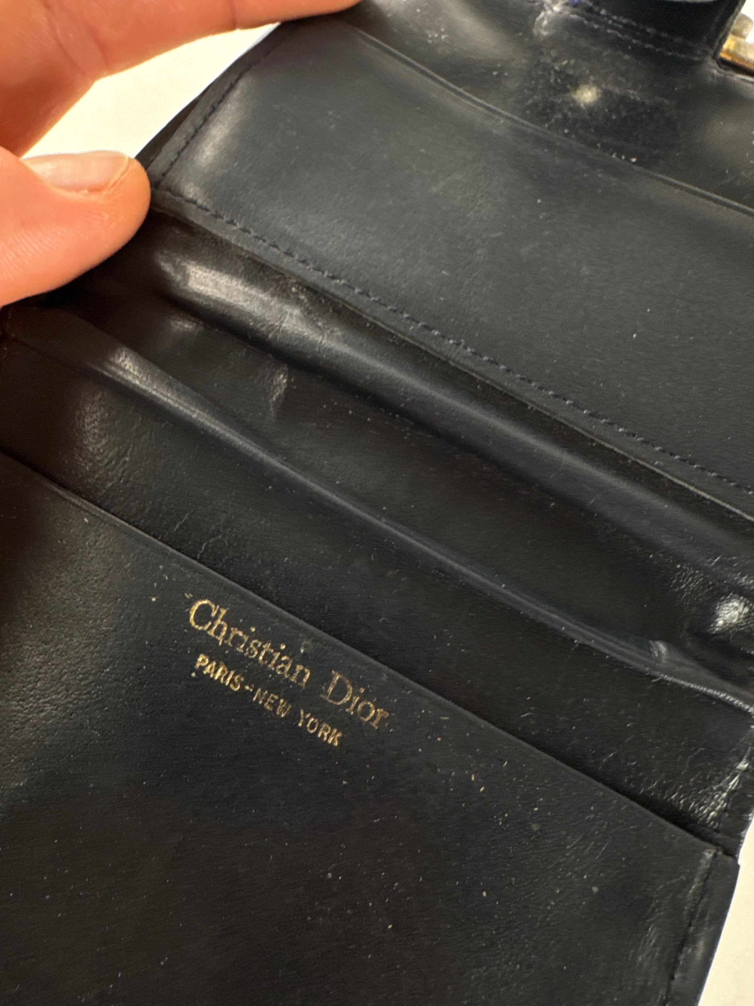 Dior Vintage Oblique Monogram Wallet Navy Beige Size ONE SIZE - 4 Thumbnail