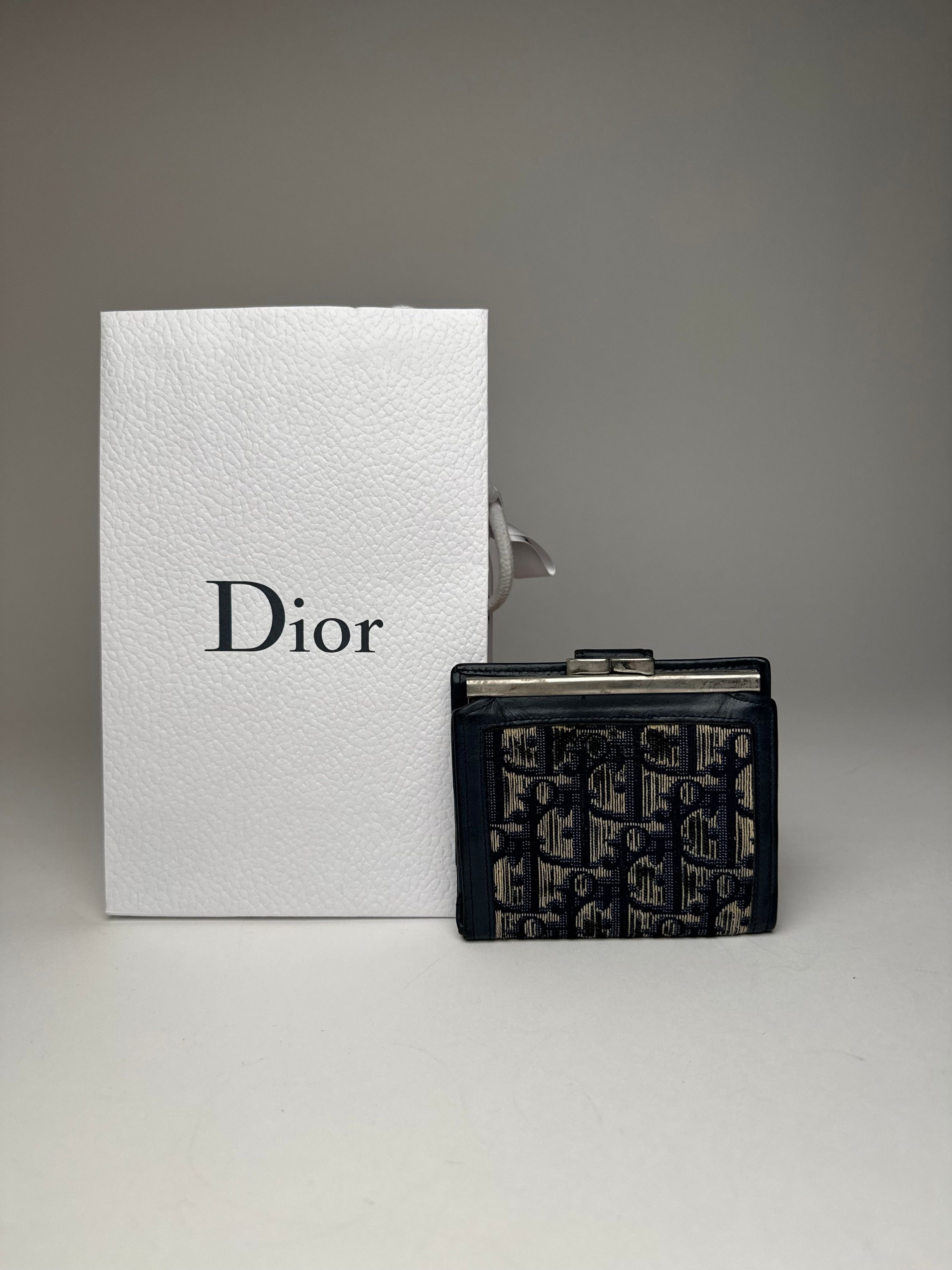 Dior Vintage Oblique Monogram Wallet Navy Beige Size ONE SIZE - 2 Thumbnail