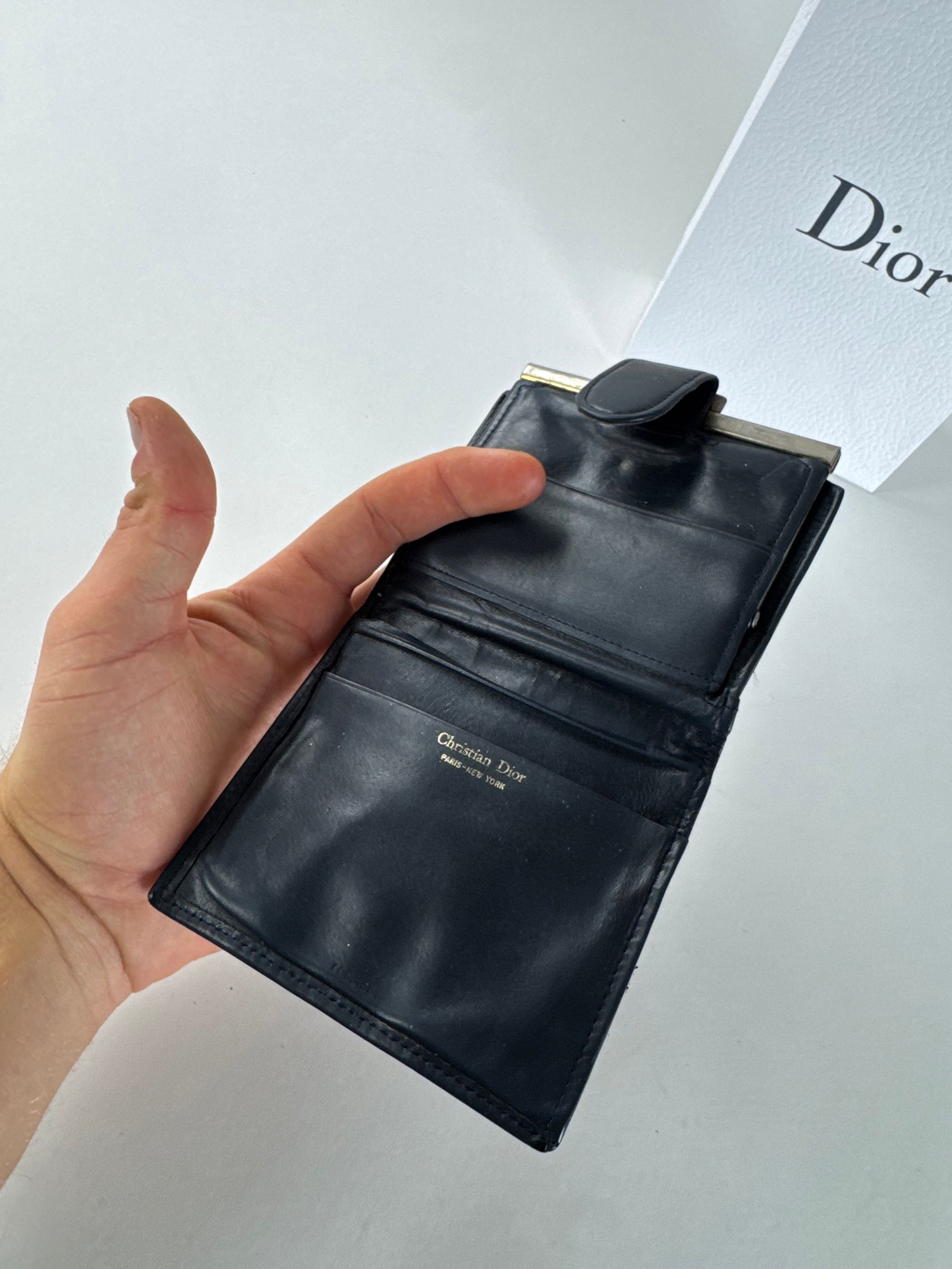 Dior Vintage Oblique Monogram Wallet Navy Beige Size ONE SIZE - 3 Thumbnail