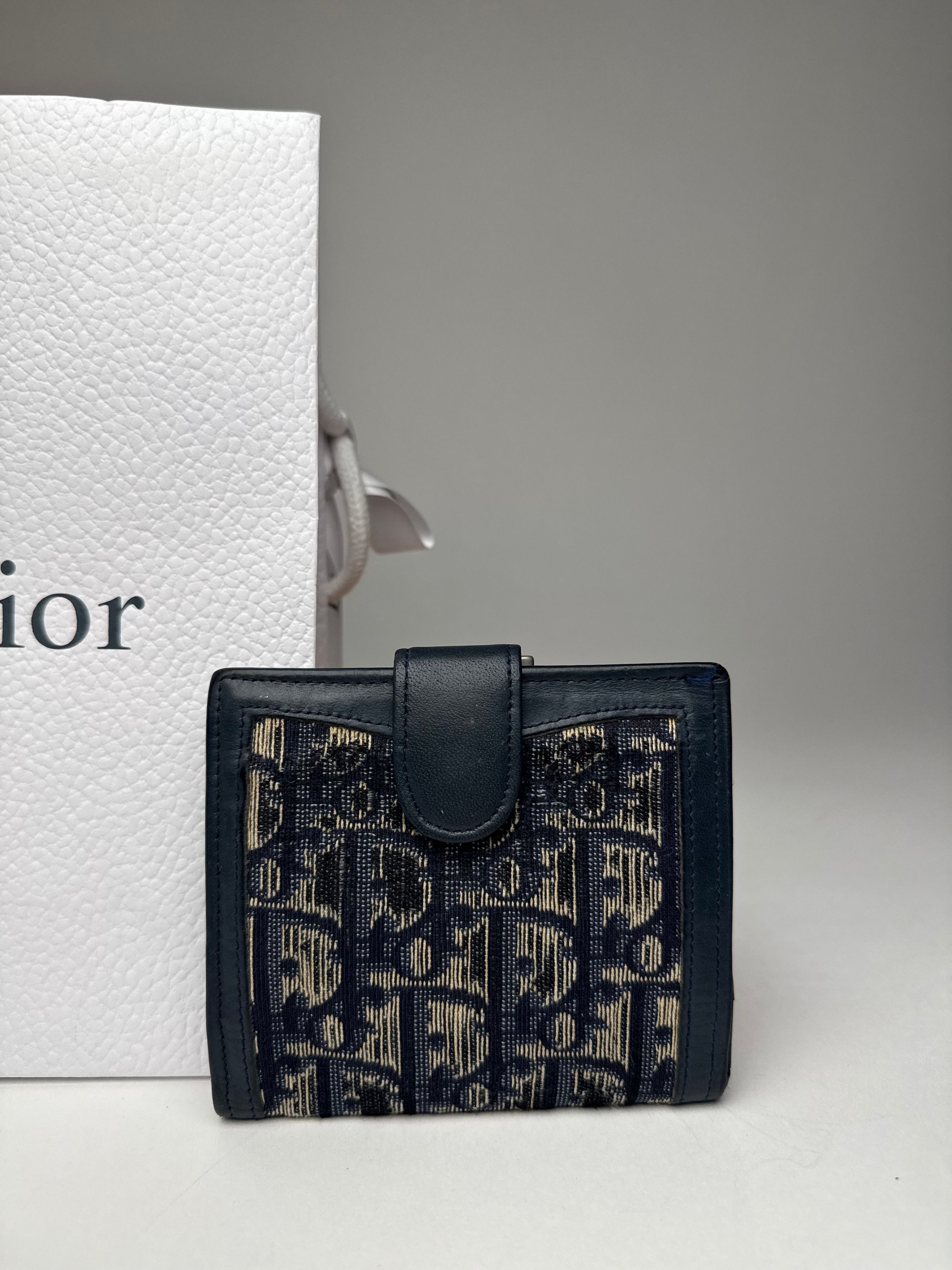 Dior Vintage Oblique Monogram Wallet Navy Beige Size ONE SIZE - 6 Thumbnail