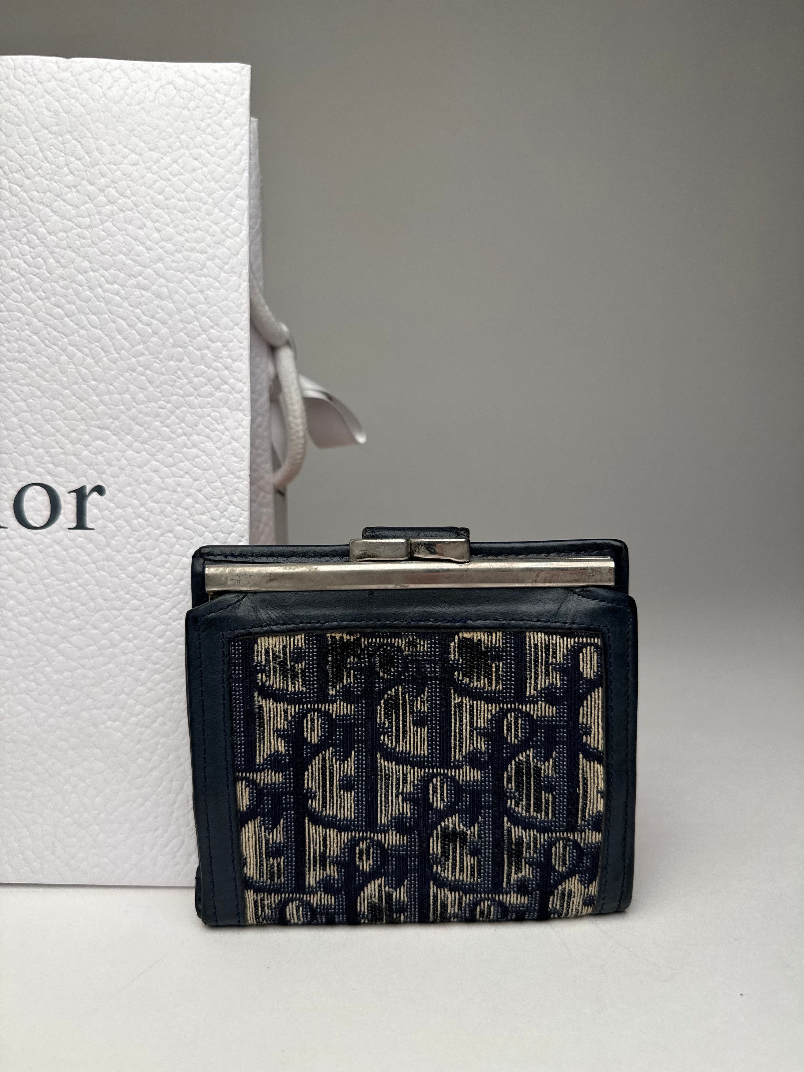 Dior Vintage Oblique Monogram Wallet Navy Beige Size ONE SIZE - 8 Thumbnail
