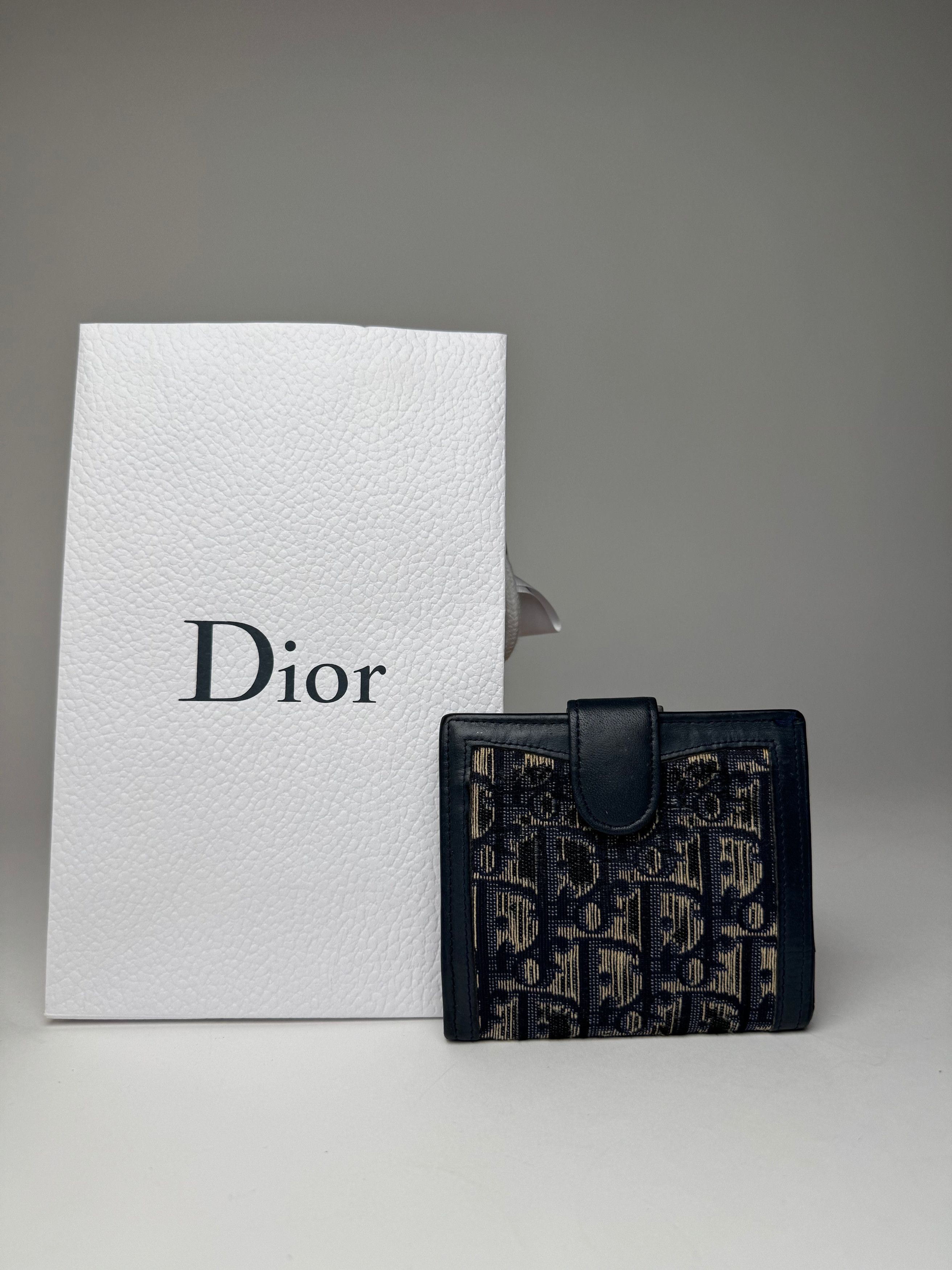 Dior Vintage Oblique Monogram Wallet Navy Beige Size ONE SIZE - 11 Thumbnail