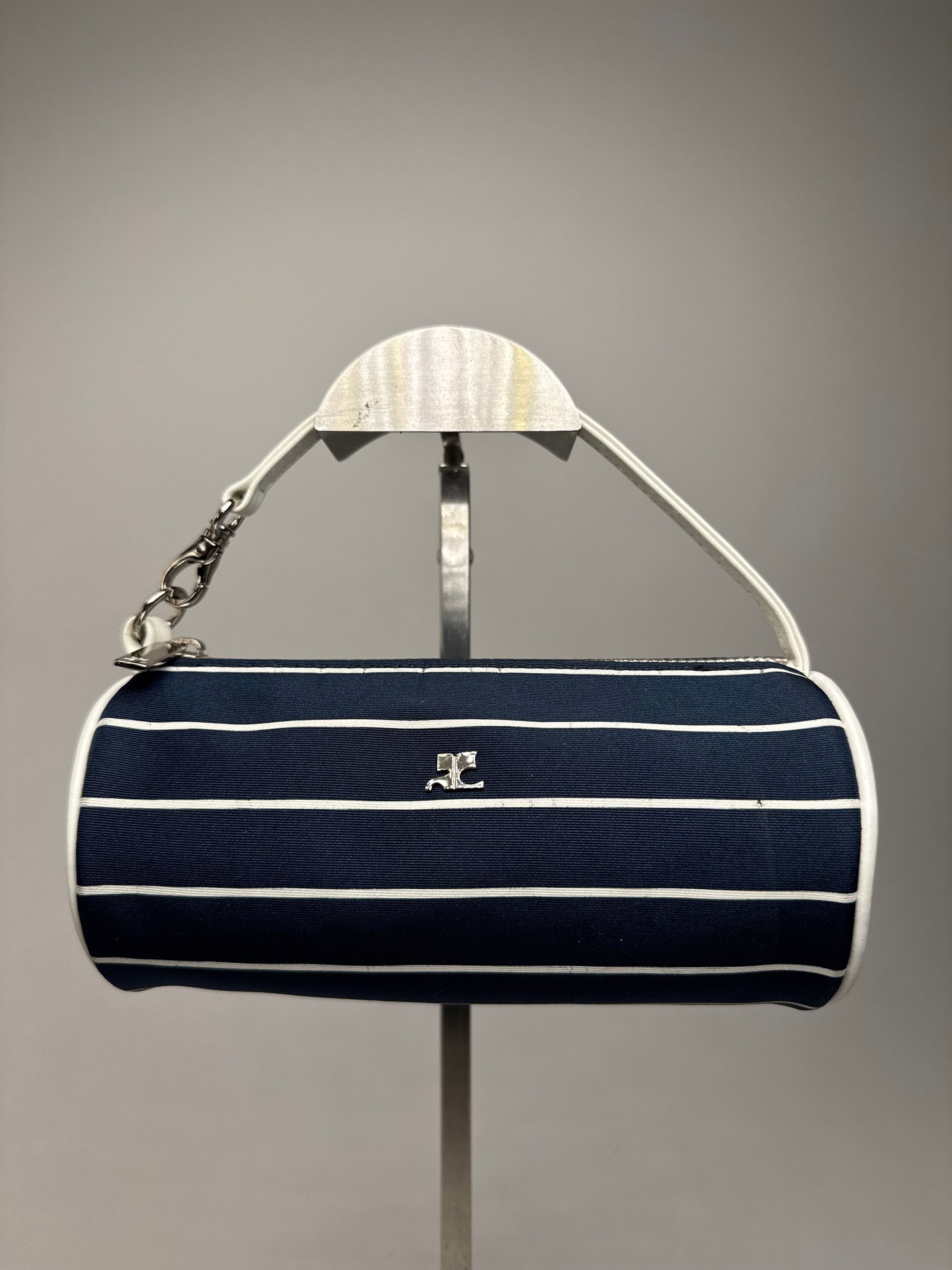 Courreges Vintage Courres Mini Bag Navy White Striped Size ONE SIZE - 11 Thumbnail