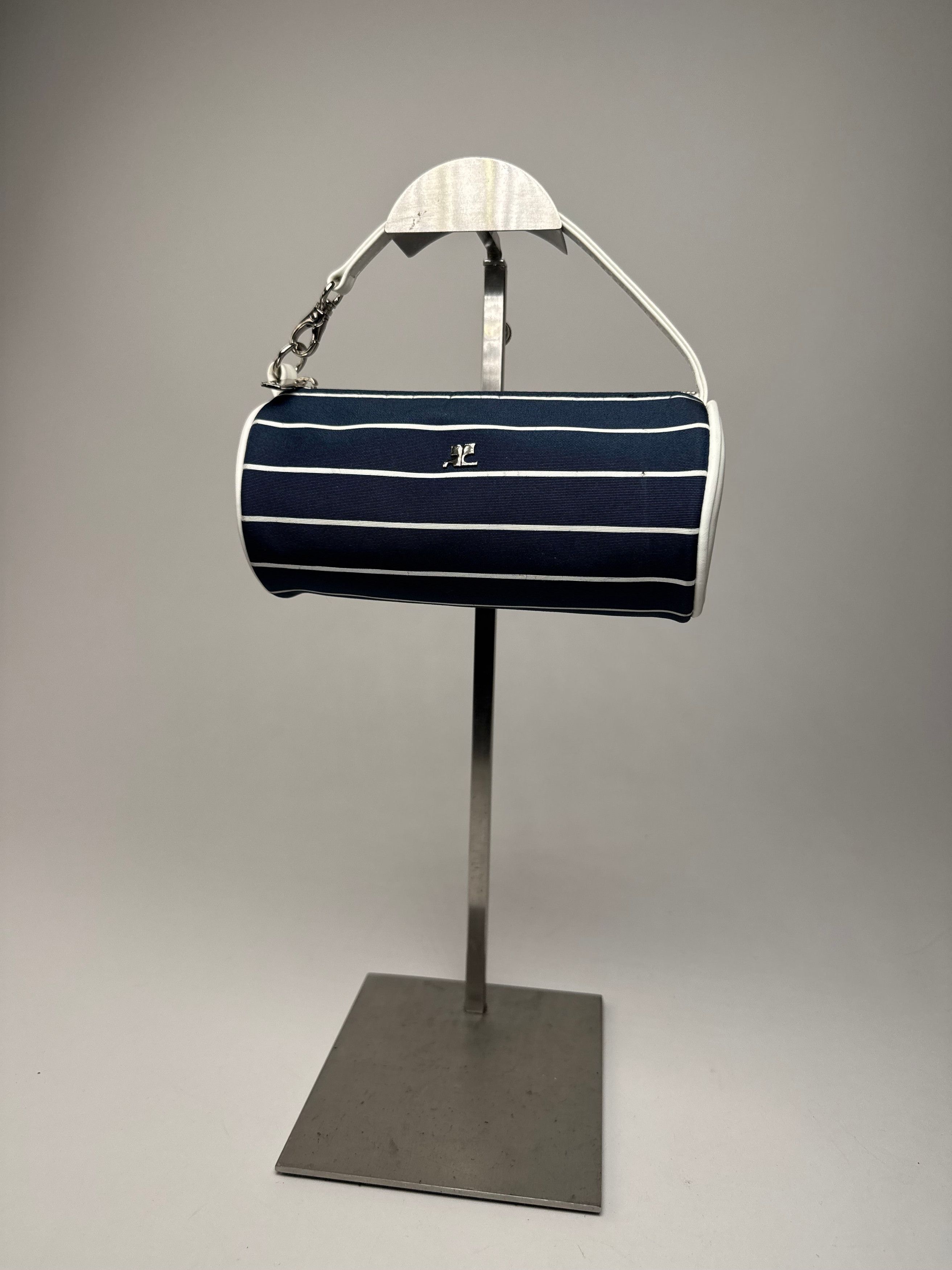 Courreges Vintage Courres Mini Bag Navy White Striped Size ONE SIZE - 5 Thumbnail