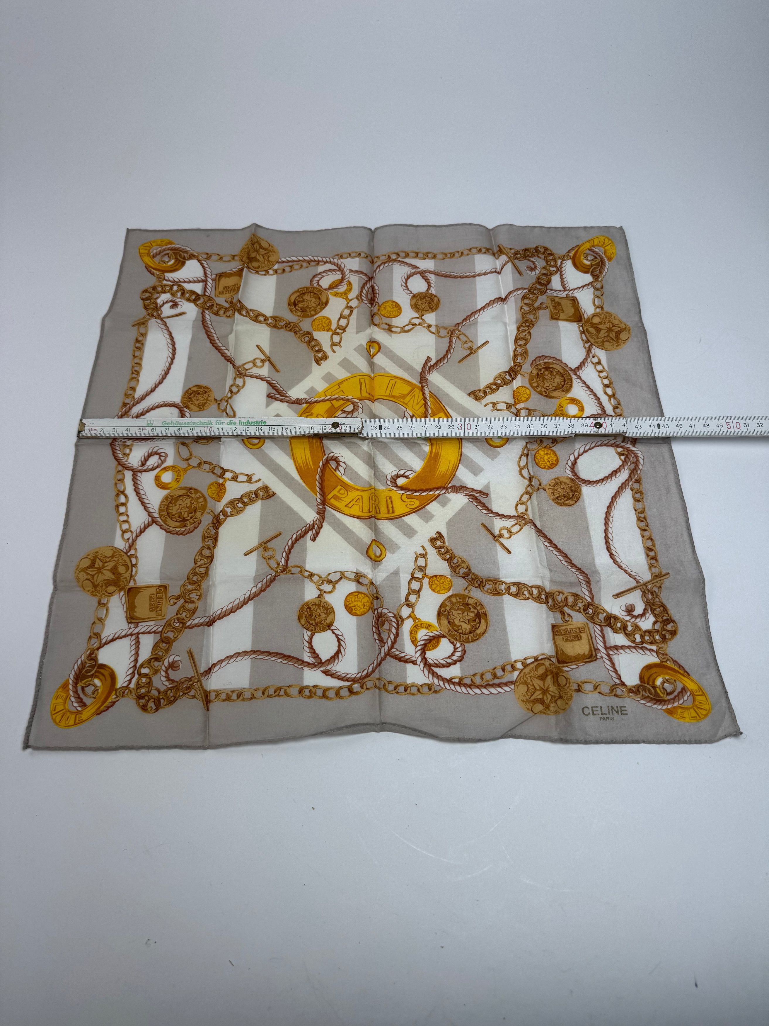 Celine Vintage Scarf Grey Gold White Size ONE SIZE - 7 Thumbnail