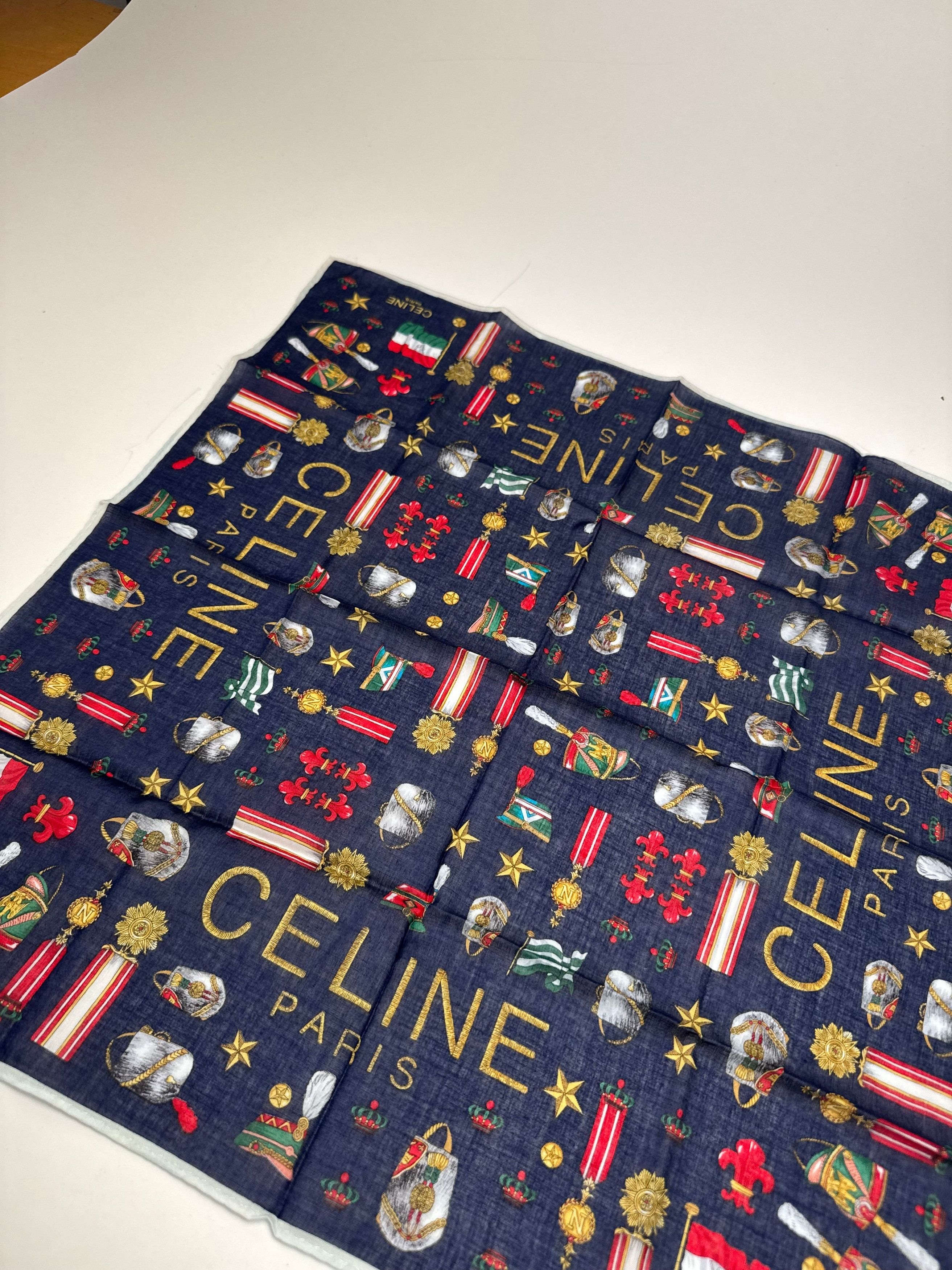 Celine Vintage Paris Scarf Navy Size ONE SIZE - 3 Thumbnail