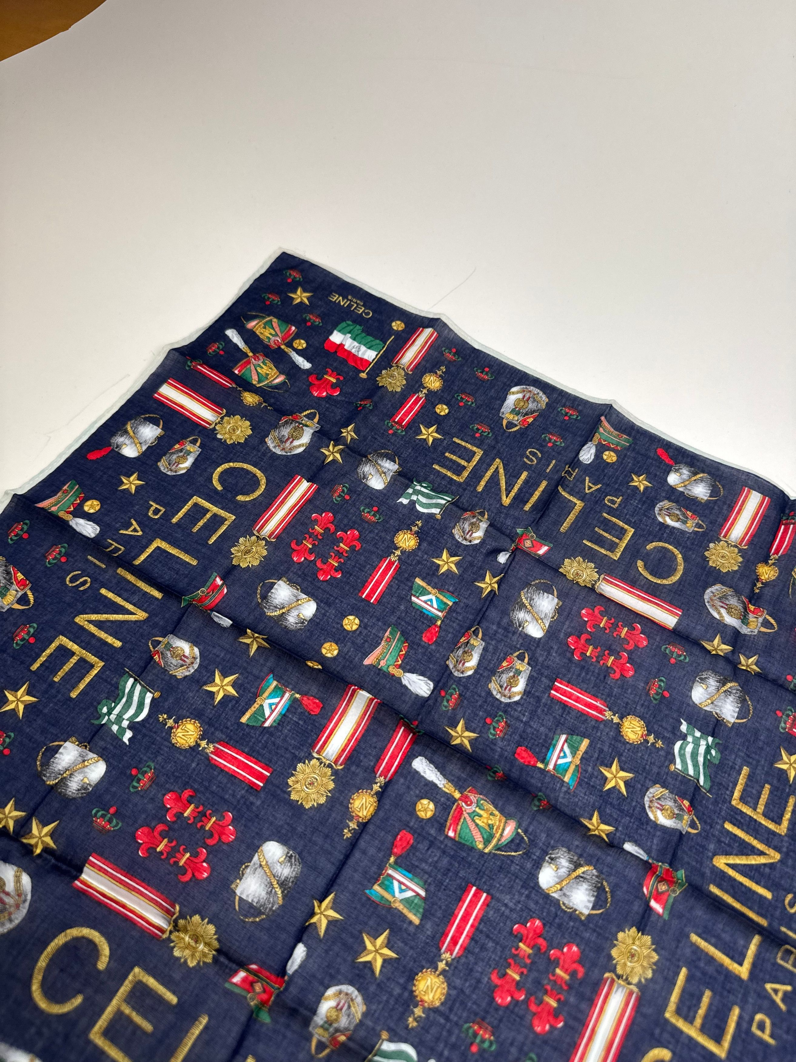 Celine Vintage Paris Scarf Navy Size ONE SIZE - 6 Thumbnail