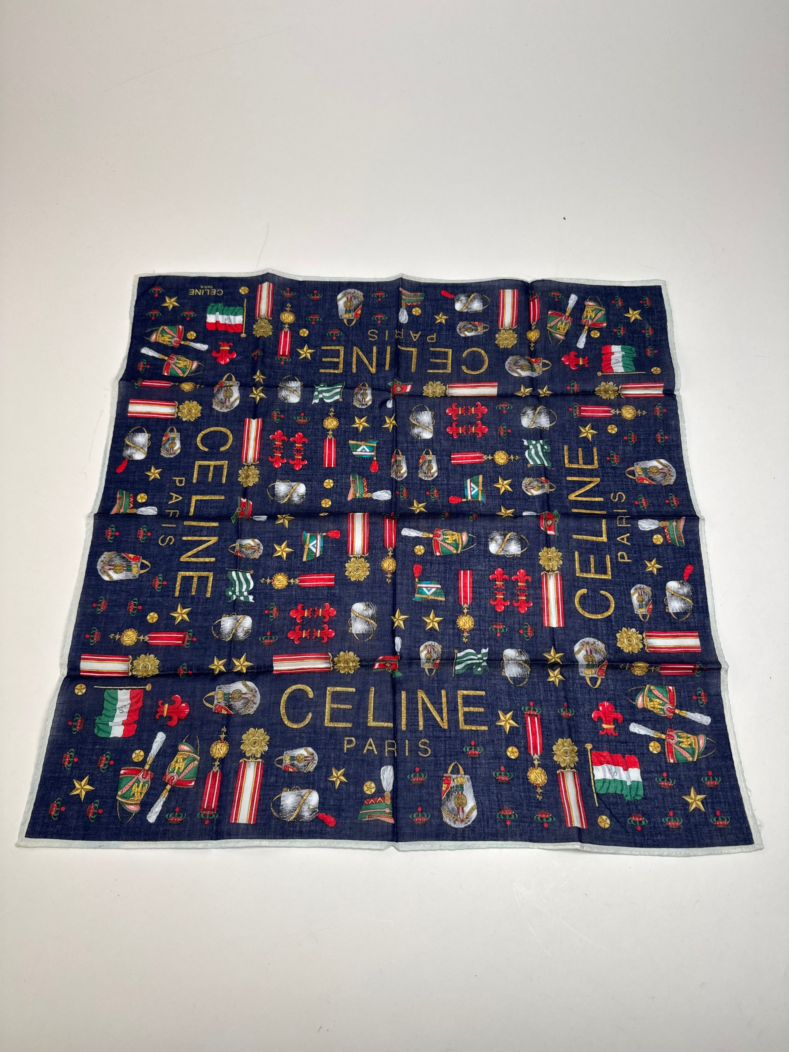 Celine Vintage Paris Scarf Navy Size ONE SIZE - 4 Thumbnail