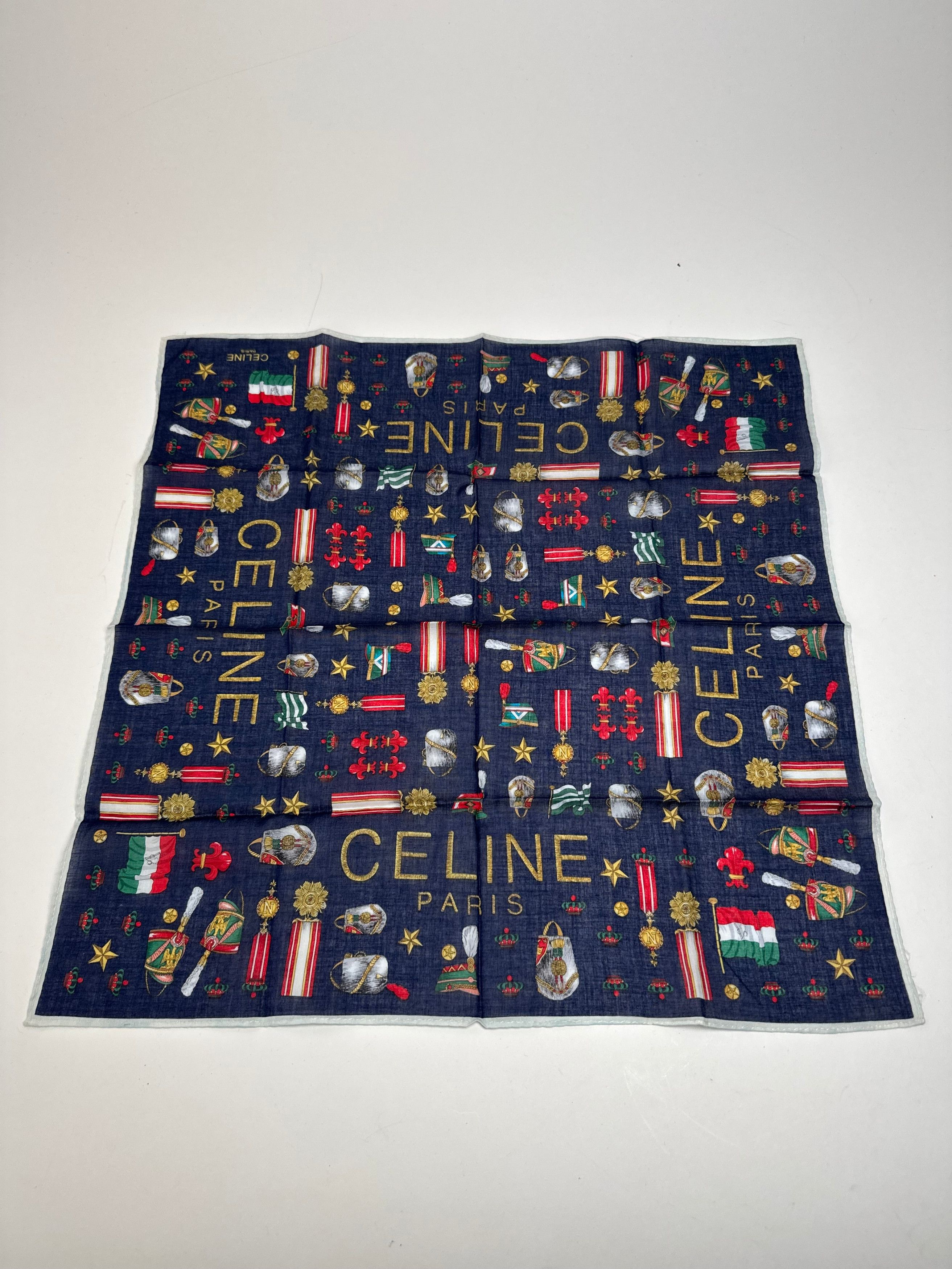 Celine Vintage Paris Scarf Navy Size ONE SIZE - 9 Thumbnail