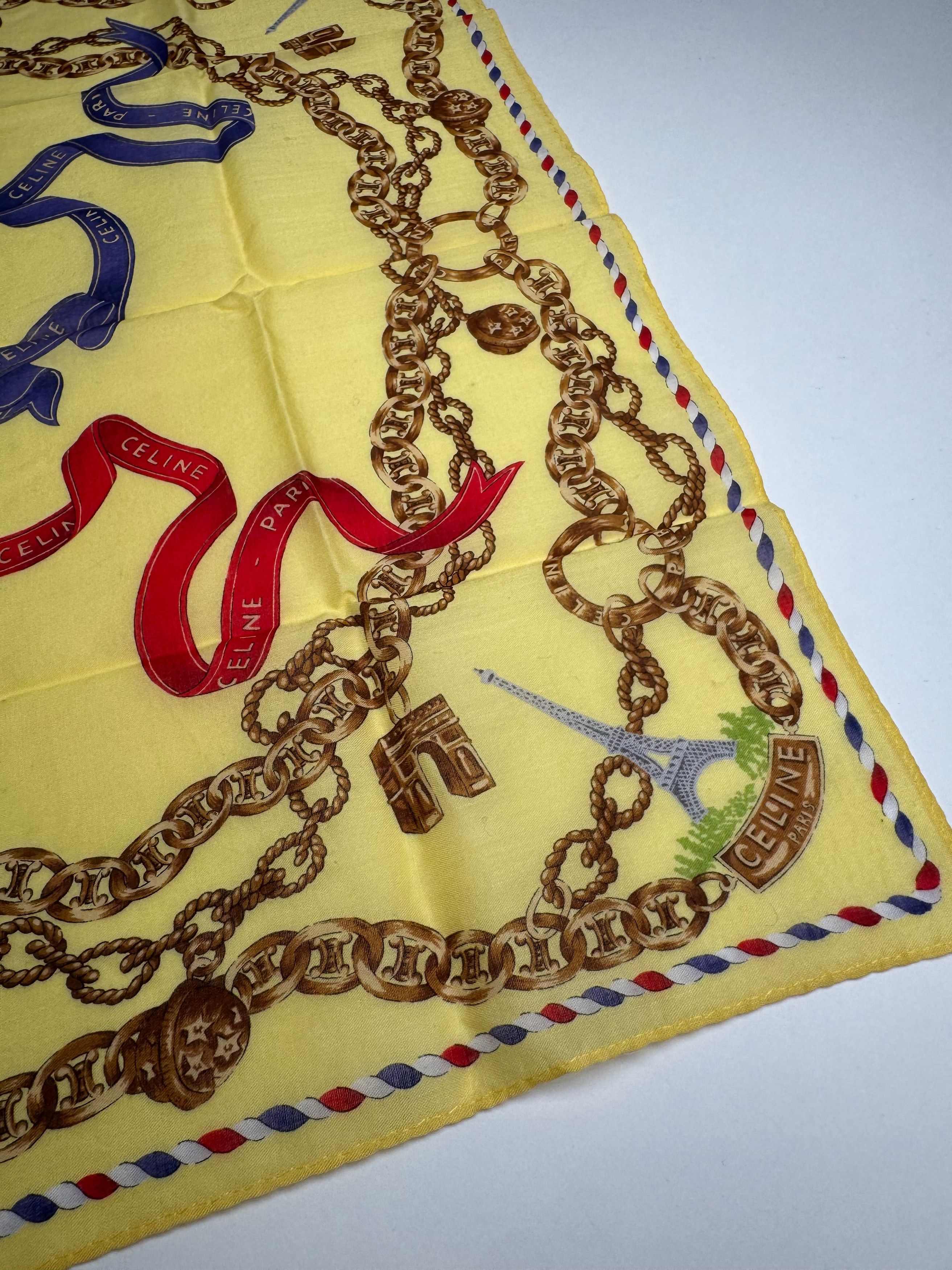 Celine Vintage Scarf Yellow Gold Size ONE SIZE - 2 Thumbnail