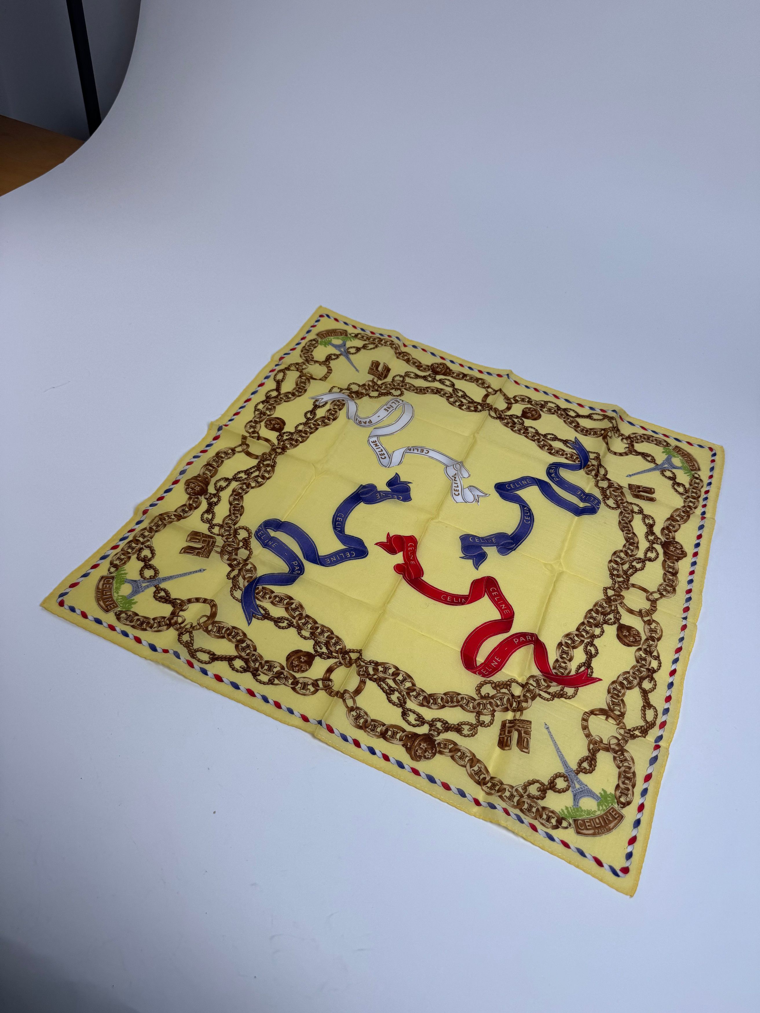 Celine Vintage Scarf Yellow Gold Size ONE SIZE - 7 Thumbnail