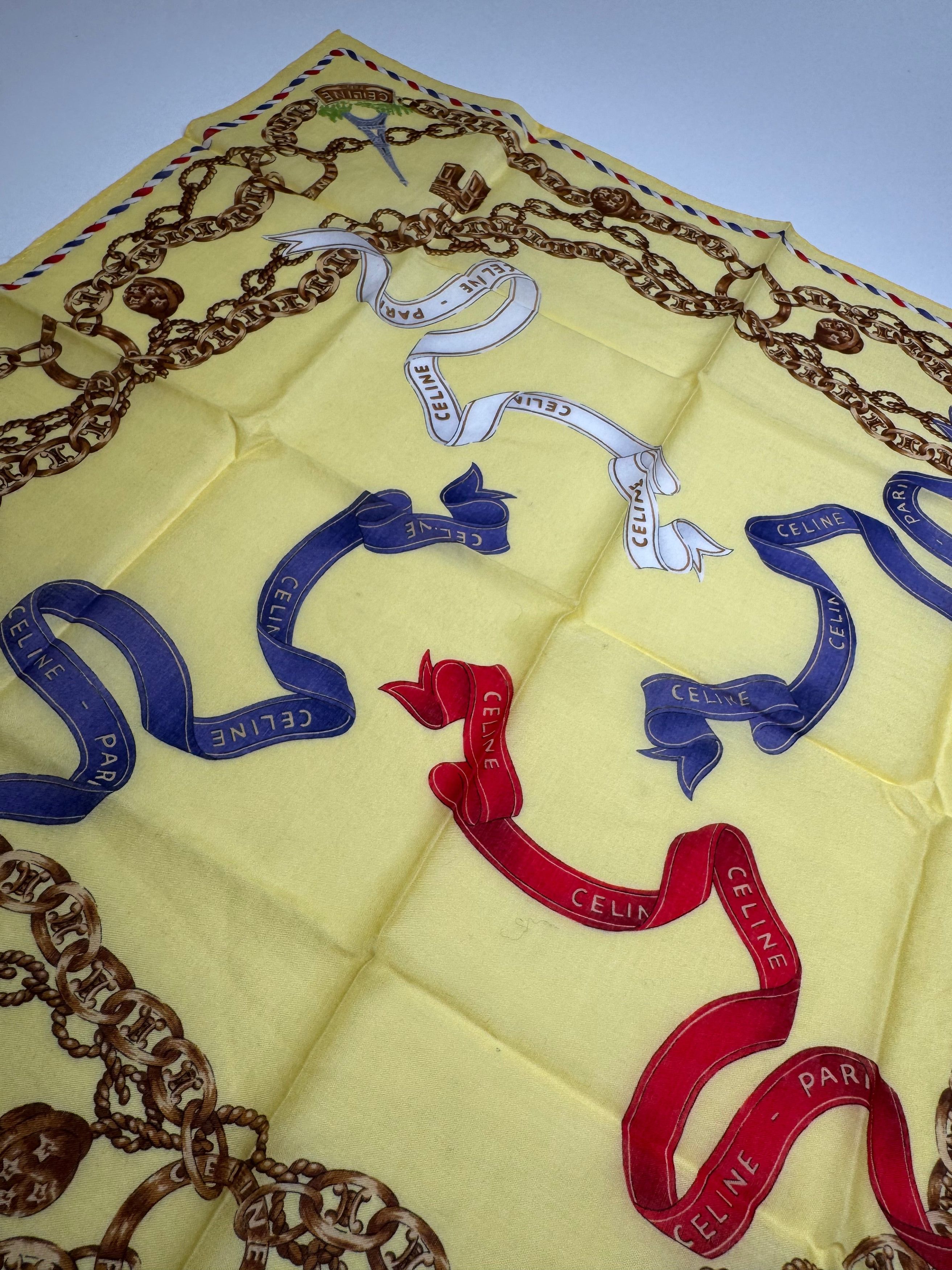 Celine Vintage Scarf Yellow Gold Size ONE SIZE - 3 Thumbnail
