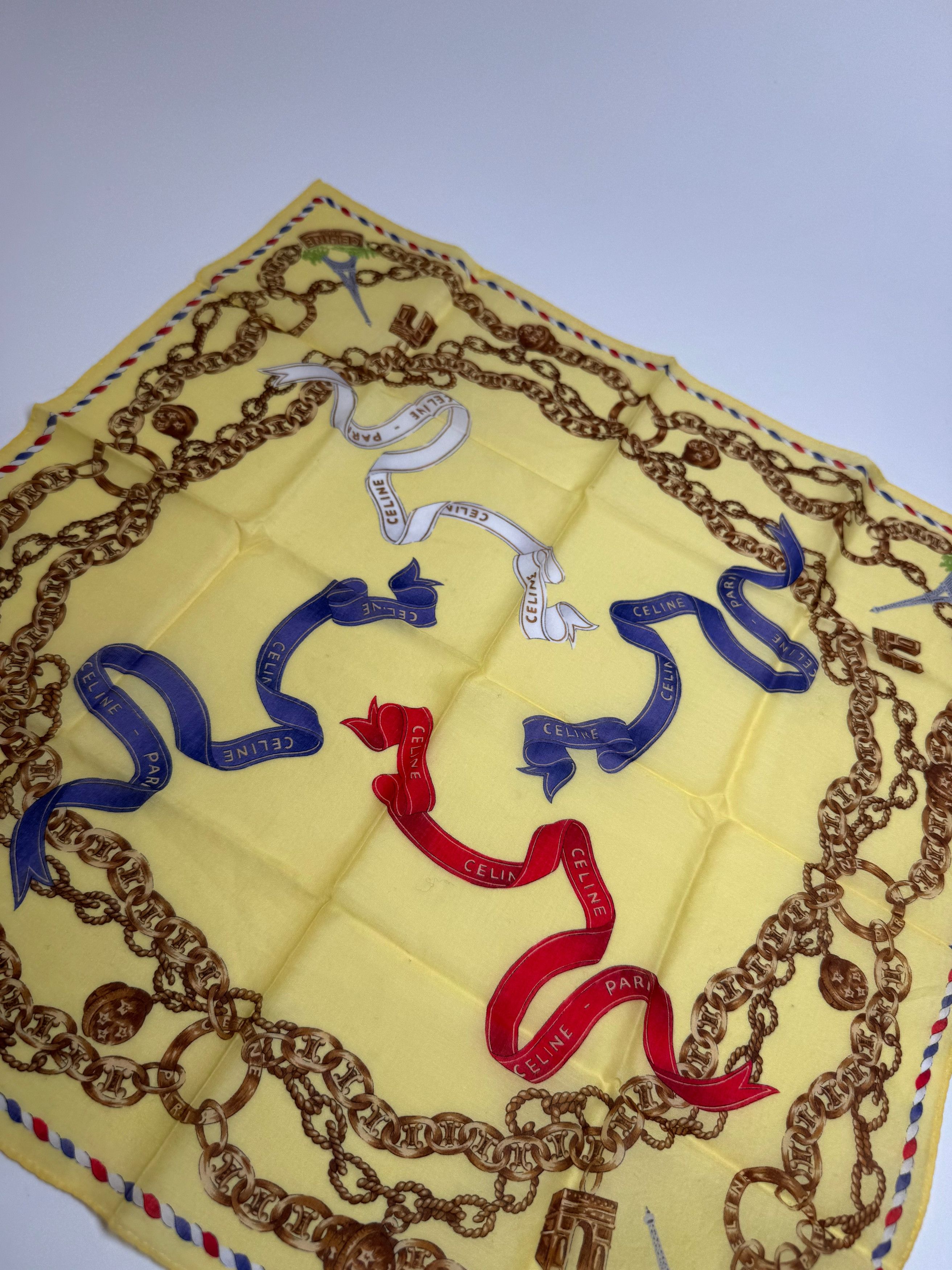 Celine Vintage Scarf Yellow Gold Size ONE SIZE - 6 Thumbnail