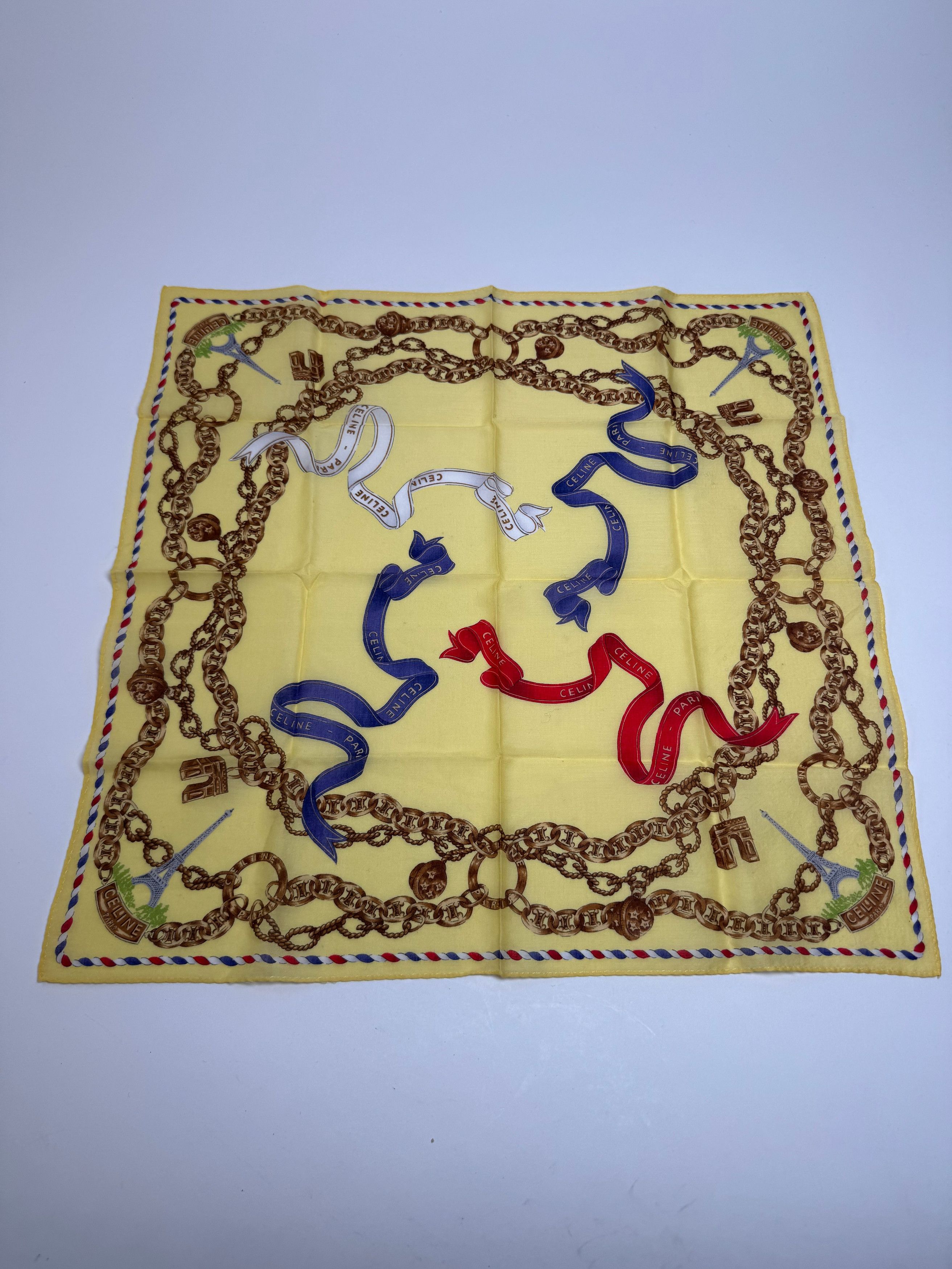 Celine Vintage Scarf Yellow Gold Size ONE SIZE - 10 Thumbnail