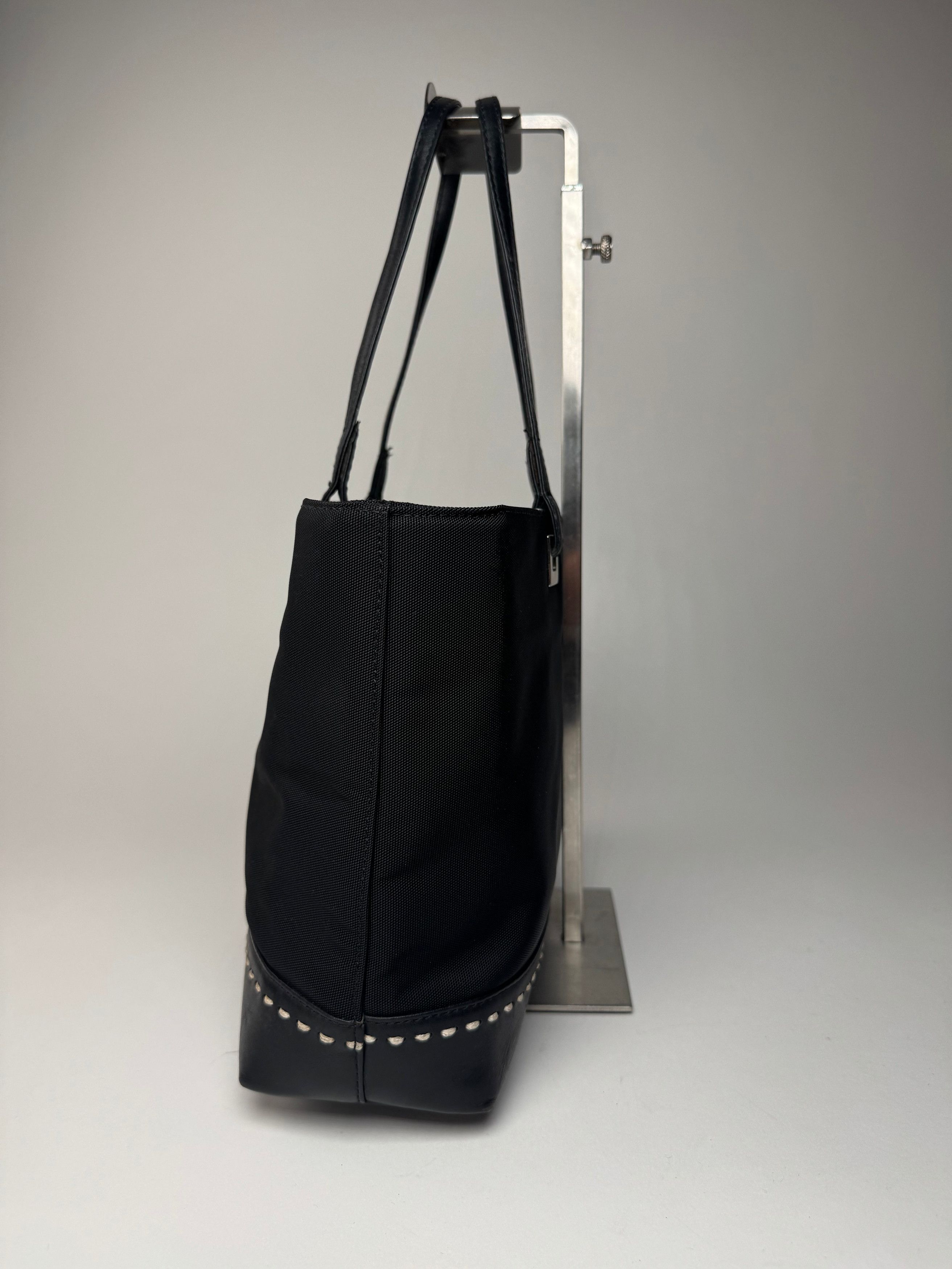 Courreges Vintage Leather Polyester Handbag Black Size ONE SIZE - 7 Thumbnail