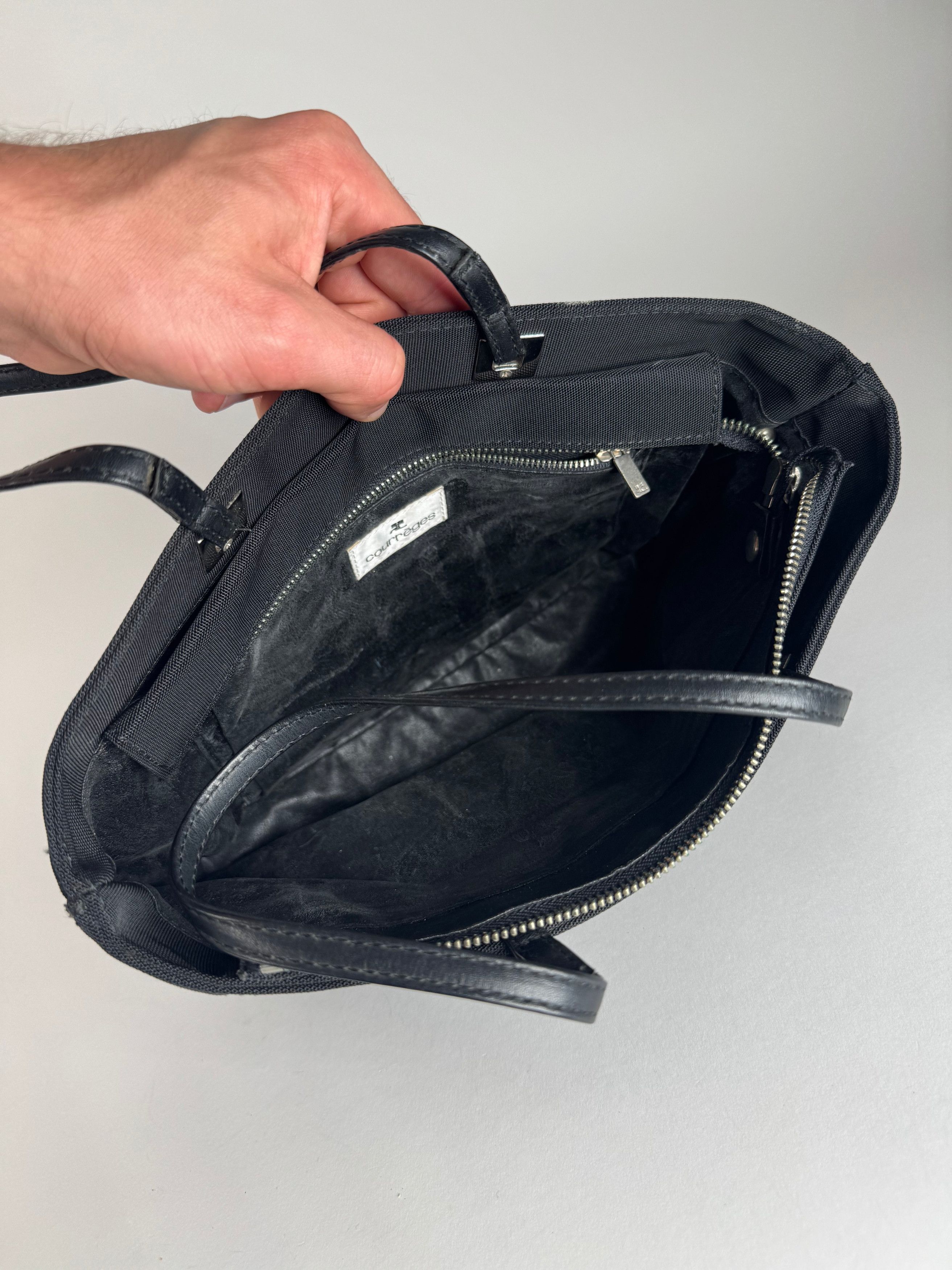 Courreges Vintage Leather Polyester Handbag Black Size ONE SIZE - 3 Thumbnail