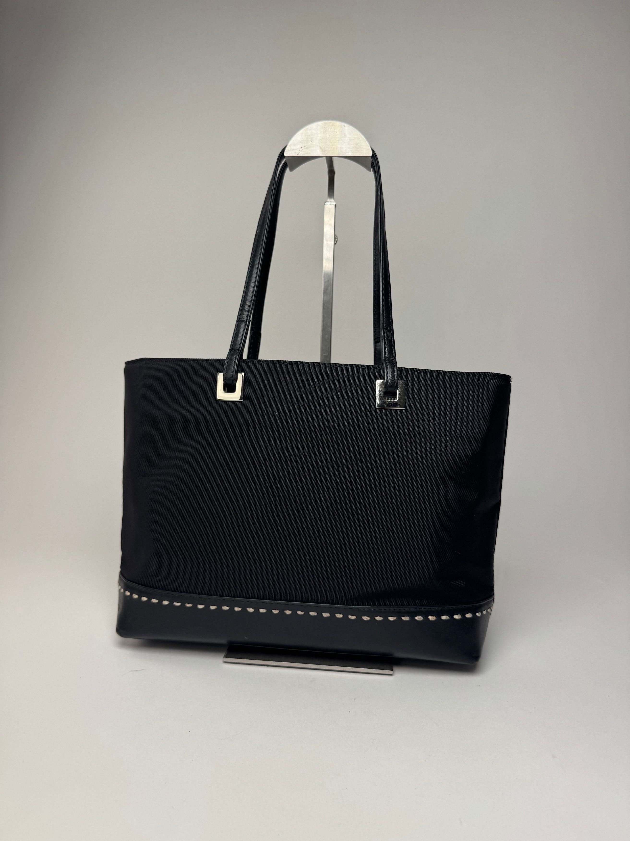 Courreges Vintage Leather Polyester Handbag Black Size ONE SIZE - 2 Thumbnail