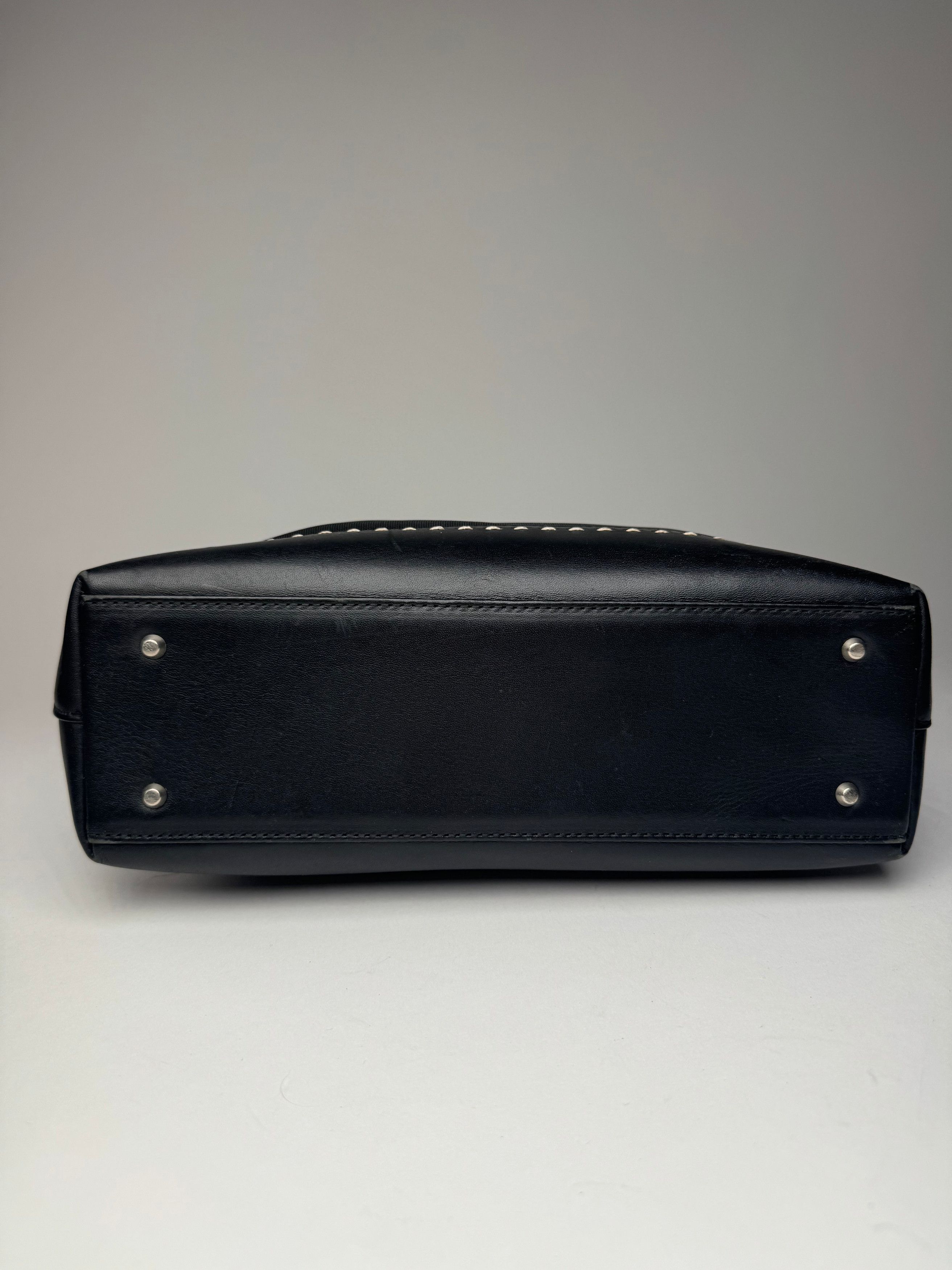 Courreges Vintage Leather Polyester Handbag Black Size ONE SIZE - 13 Thumbnail