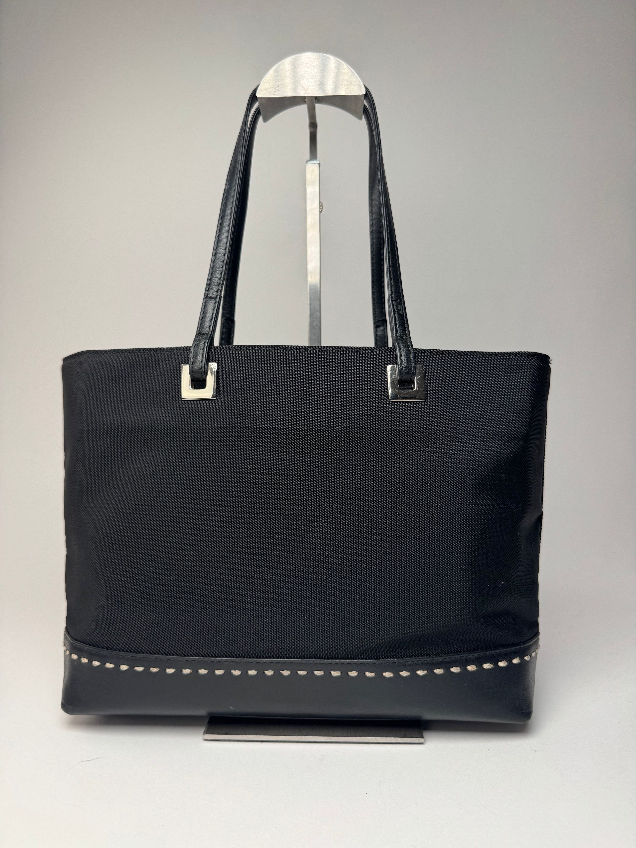 Courreges Vintage Leather Polyester Handbag Black Size ONE SIZE - 10 Thumbnail