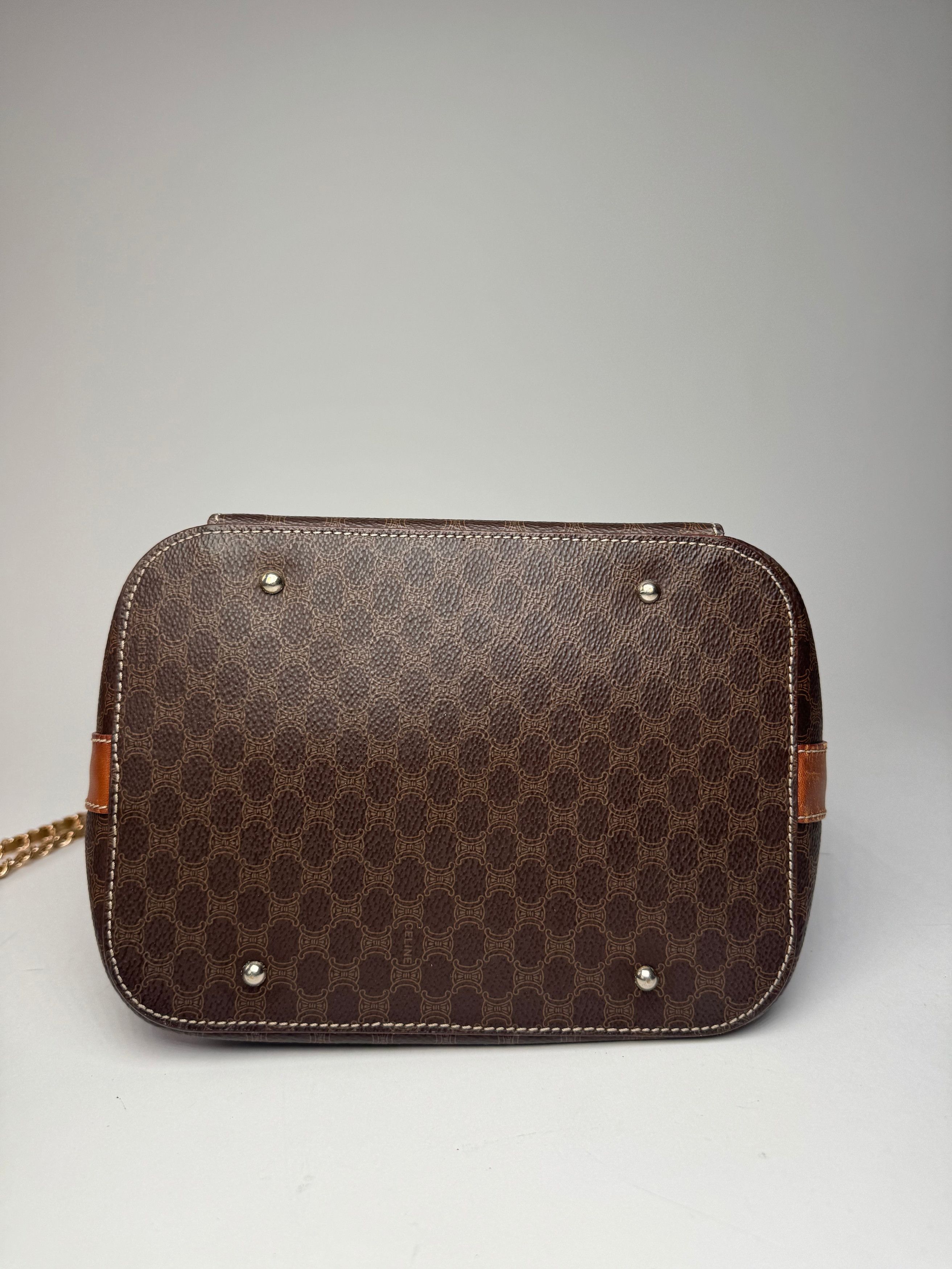 Celine Vintage Paris Sac Seau Monogram Leather Bag Brown Size ONE SIZE - 13 Thumbnail