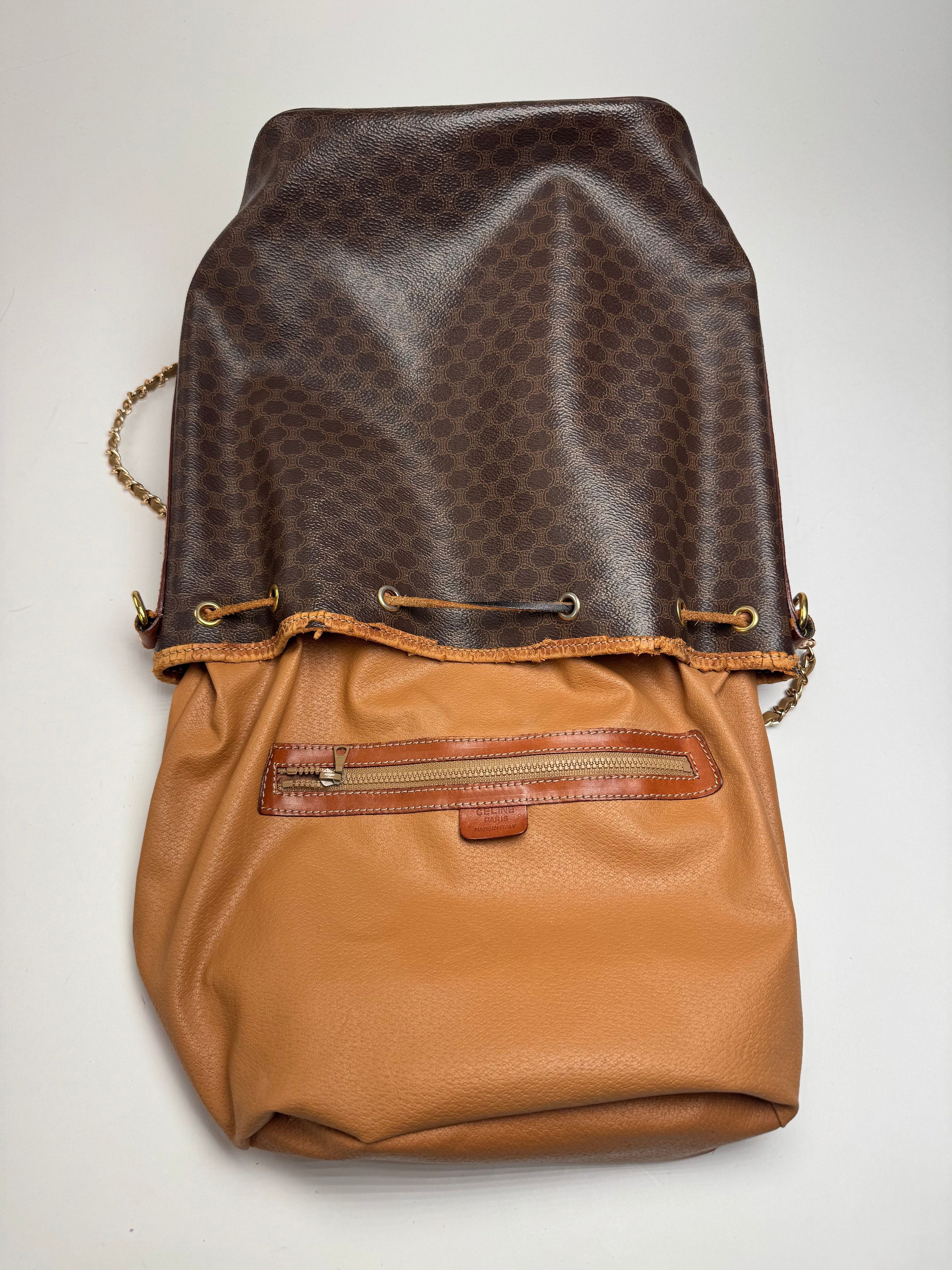 Celine Vintage Paris Sac Seau Monogram Leather Bag Brown Size ONE SIZE - 3 Thumbnail