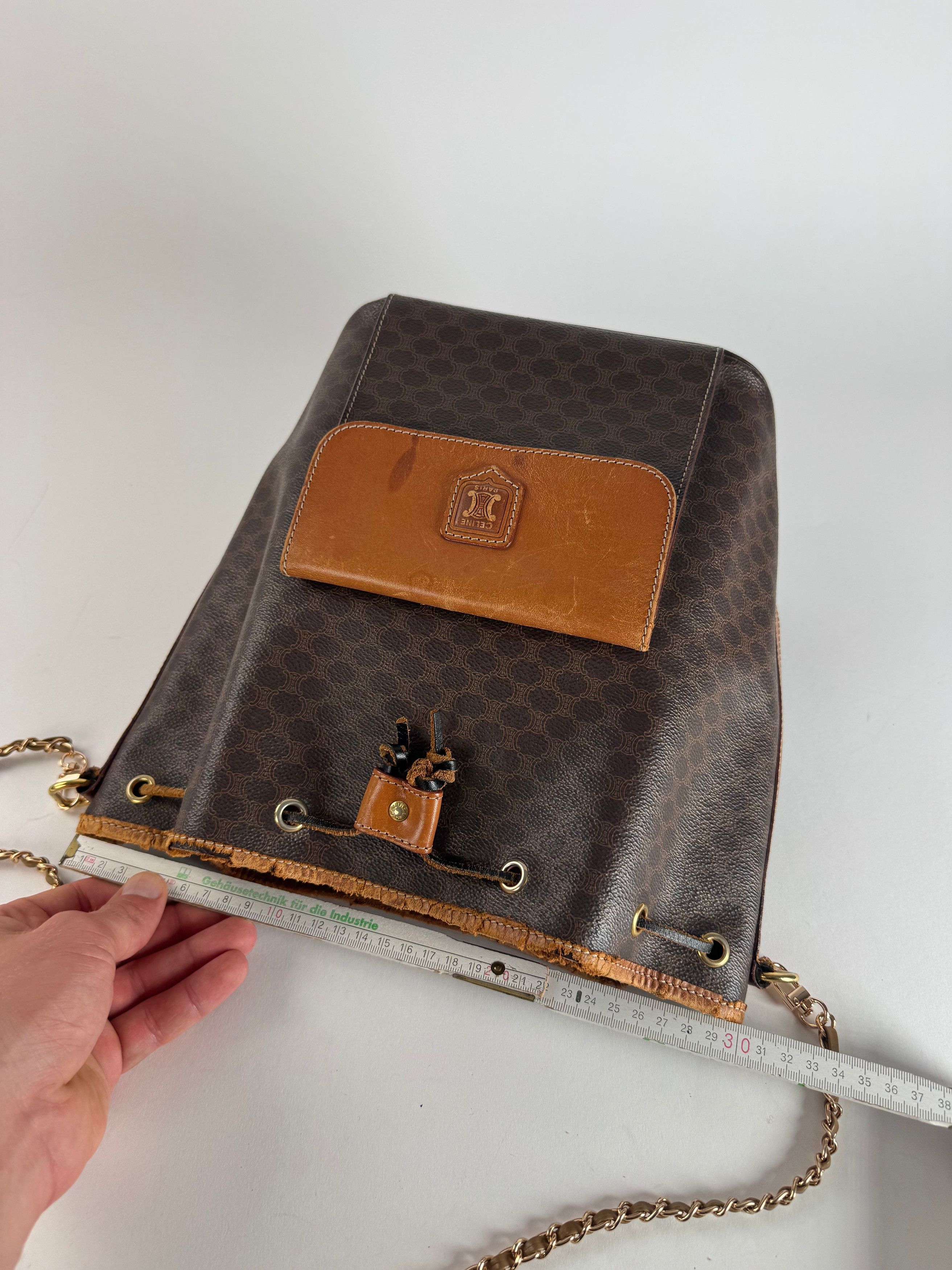 Celine Vintage Paris Sac Seau Monogram Leather Bag Brown Size ONE SIZE - 12 Thumbnail