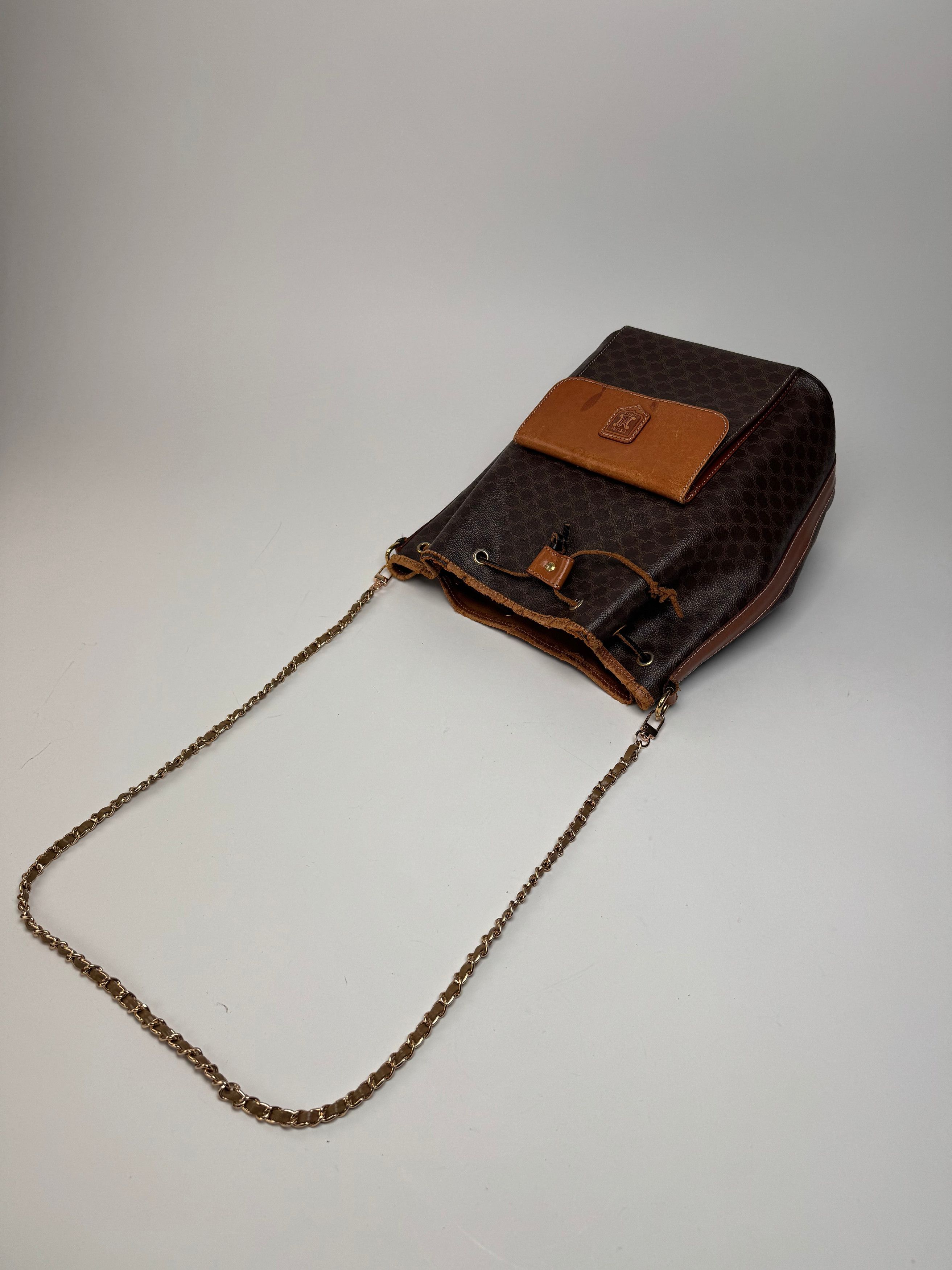 Celine Vintage Paris Sac Seau Monogram Leather Bag Brown Size ONE SIZE - 10 Thumbnail