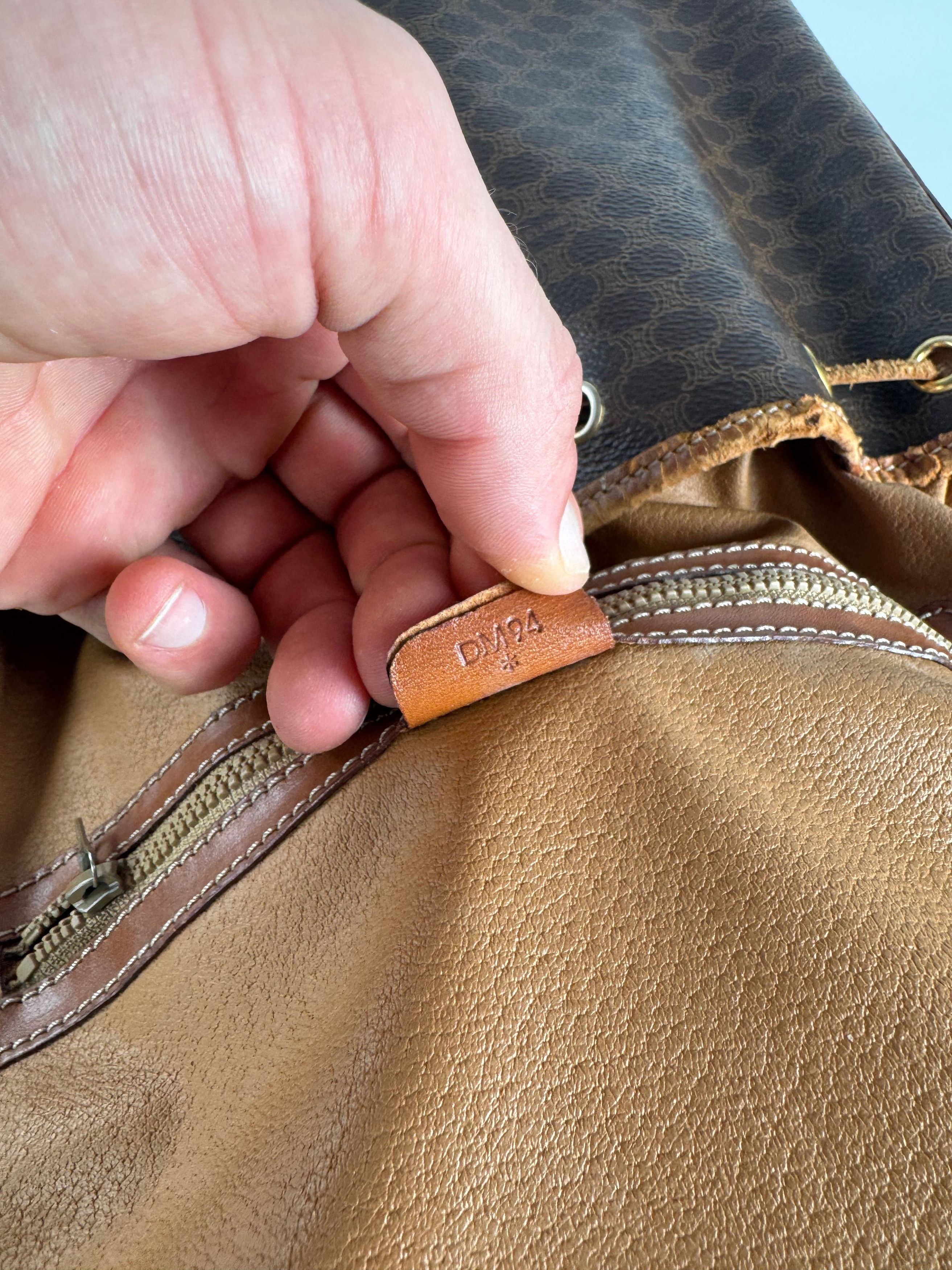 Celine Vintage Paris Sac Seau Monogram Leather Bag Brown Size ONE SIZE - 5 Thumbnail