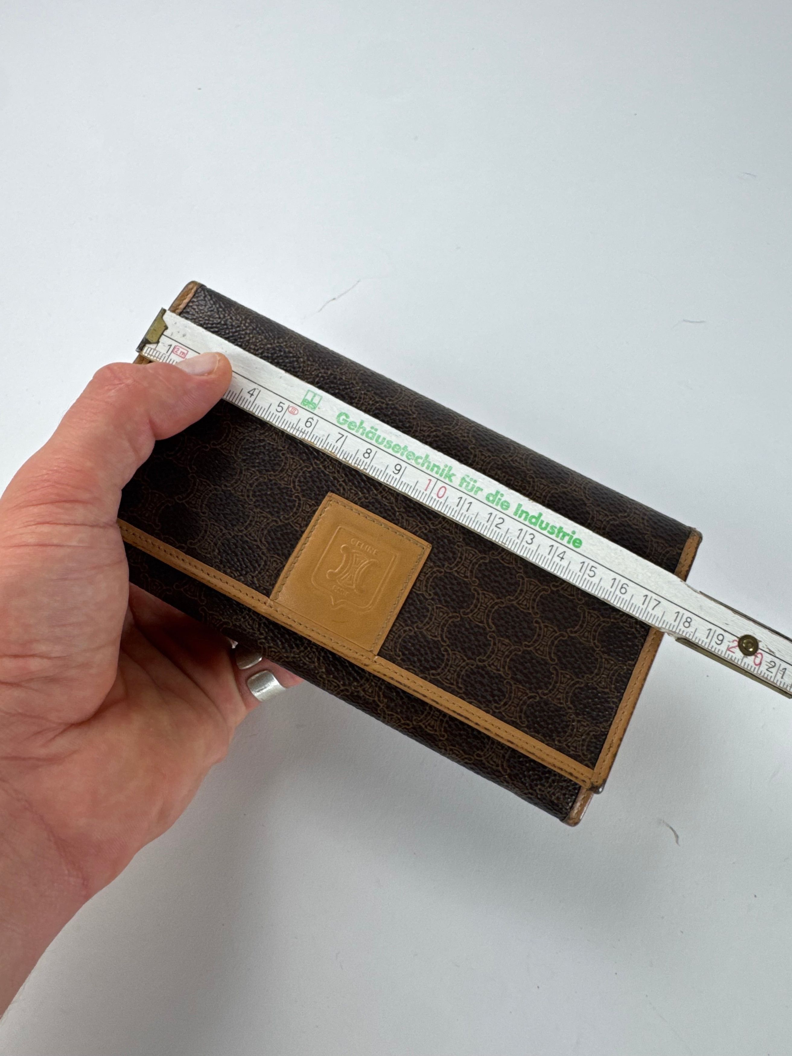 Celine Vintage Paris Triomphe Monogram Leather Wallet Brown Size ONE SIZE - 7 Thumbnail