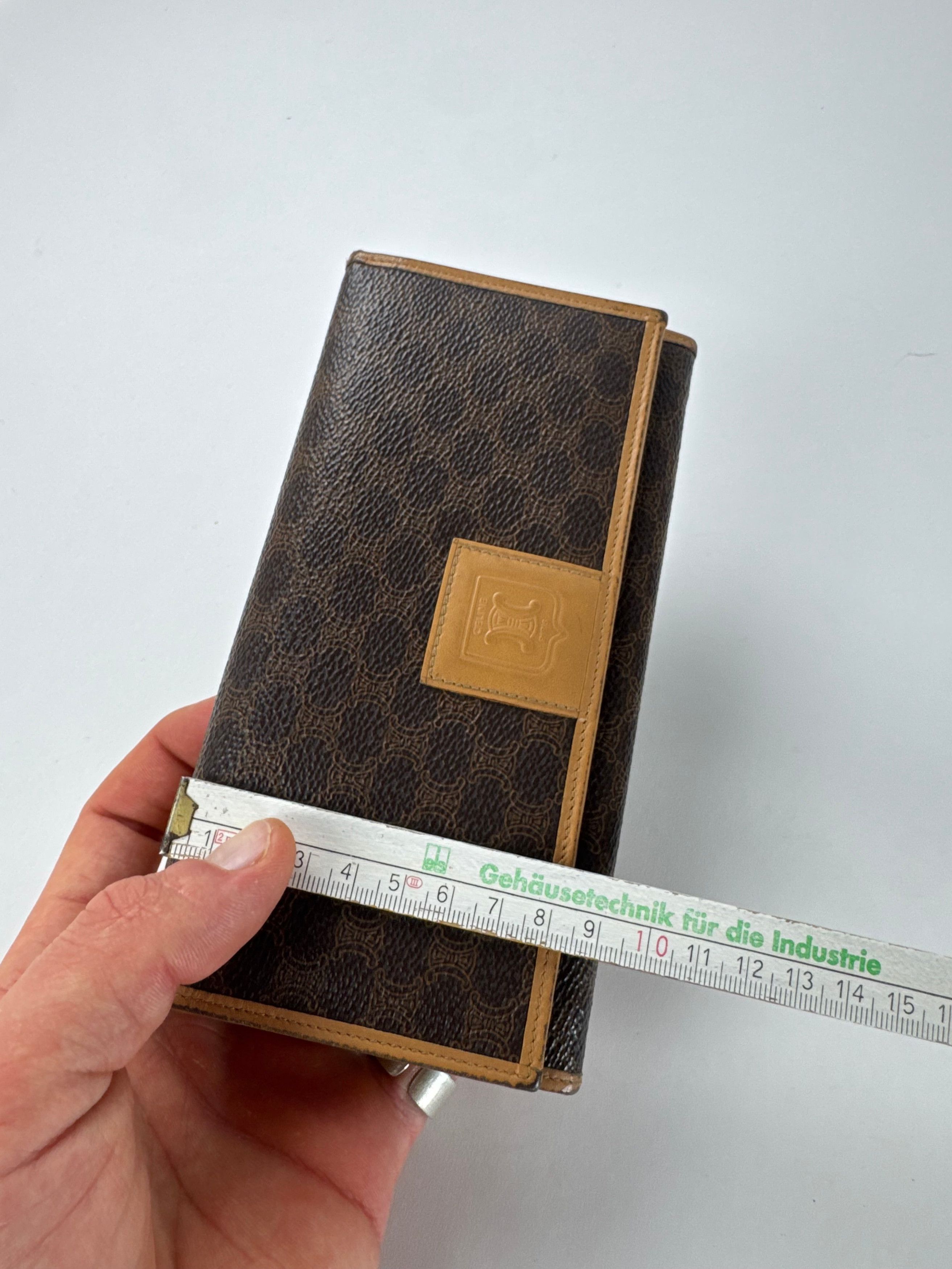 Celine Vintage Paris Triomphe Monogram Leather Wallet Brown Size ONE SIZE - 8 Thumbnail