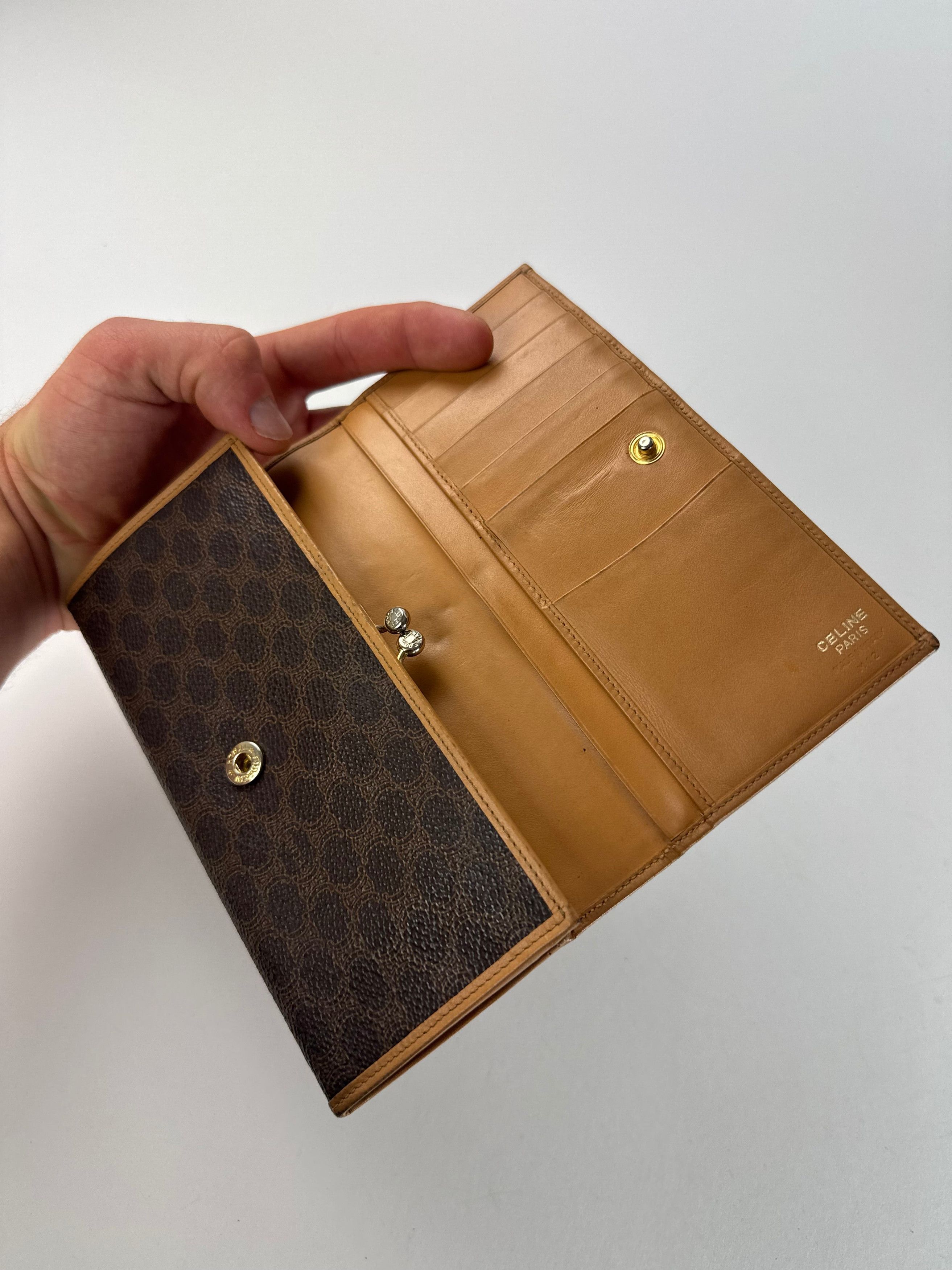Celine Vintage Paris Triomphe Monogram Leather Wallet Brown Size ONE SIZE - 4 Thumbnail