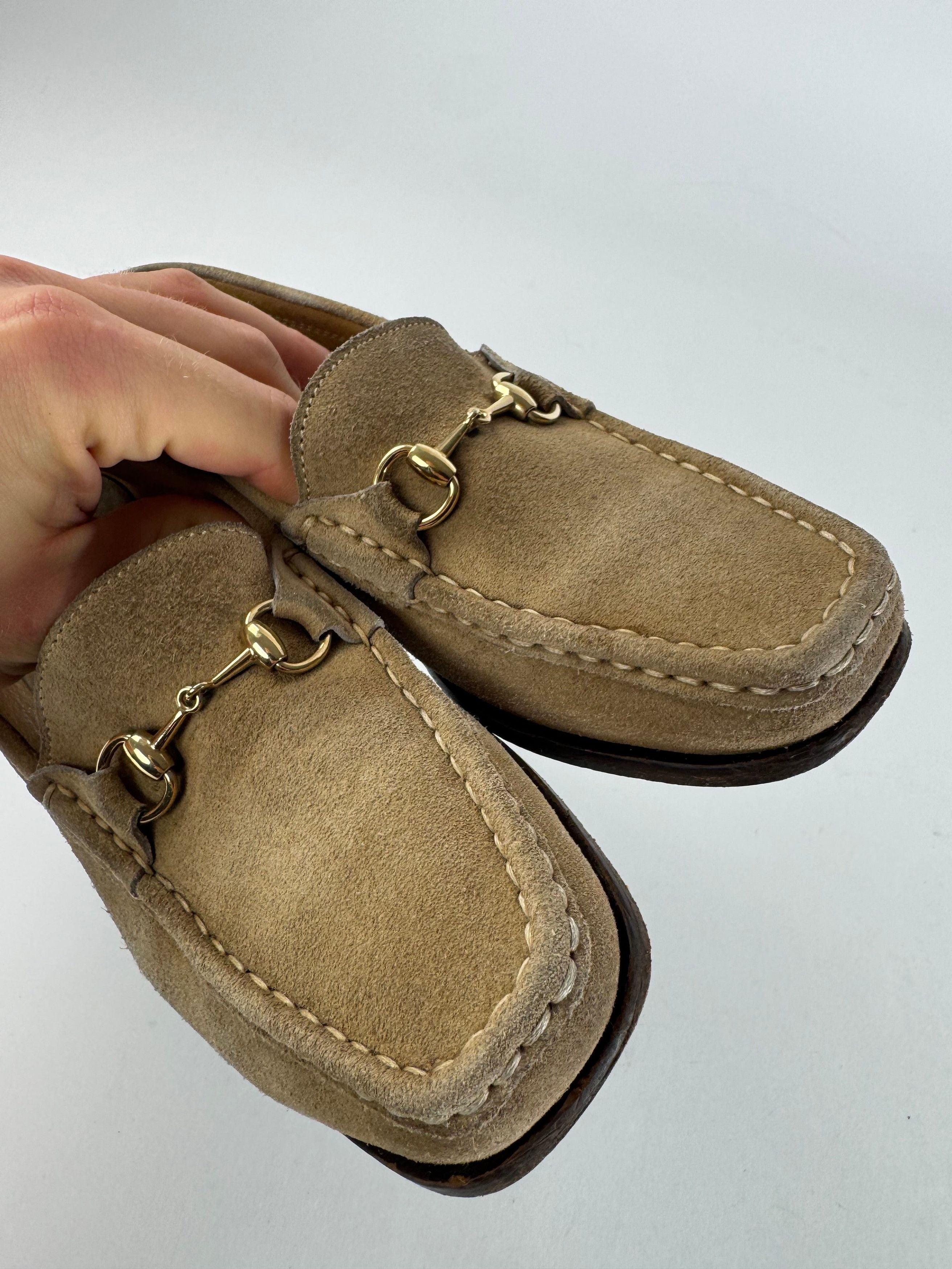 Gucci Vintage Suede Loafer Beige Brown 37,5C Size US 6.5 / IT 36.5 - 9 Thumbnail