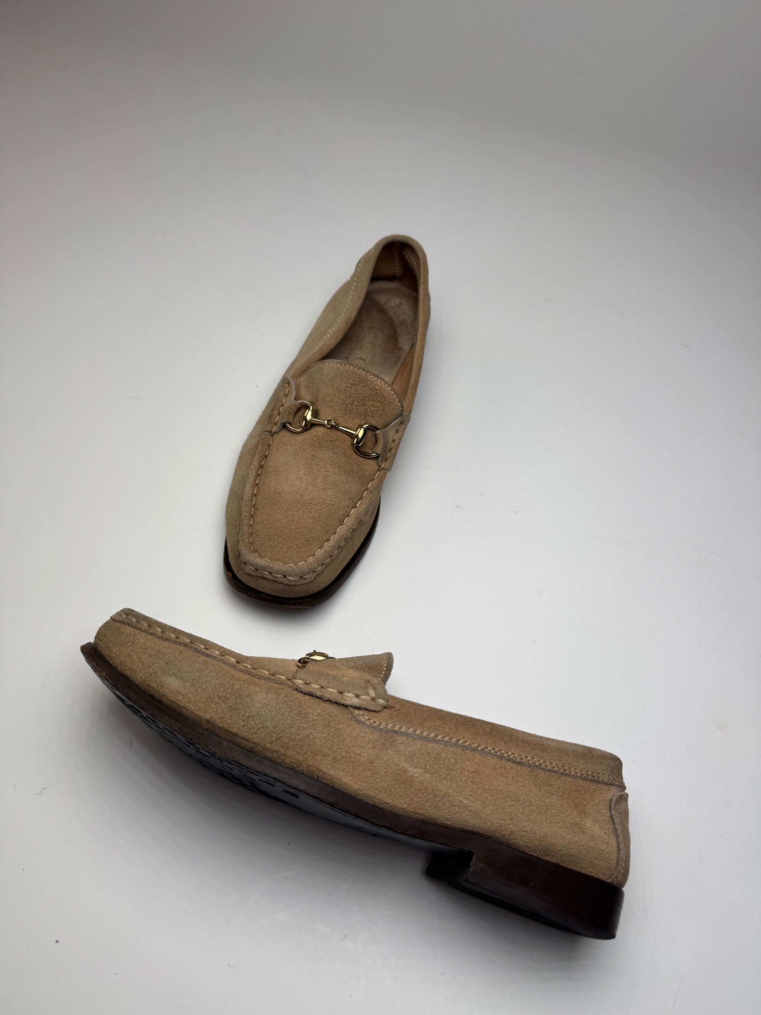 Gucci Vintage Suede Loafer Beige Brown 37,5C Size US 6.5 / IT 36.5 - 2 Thumbnail