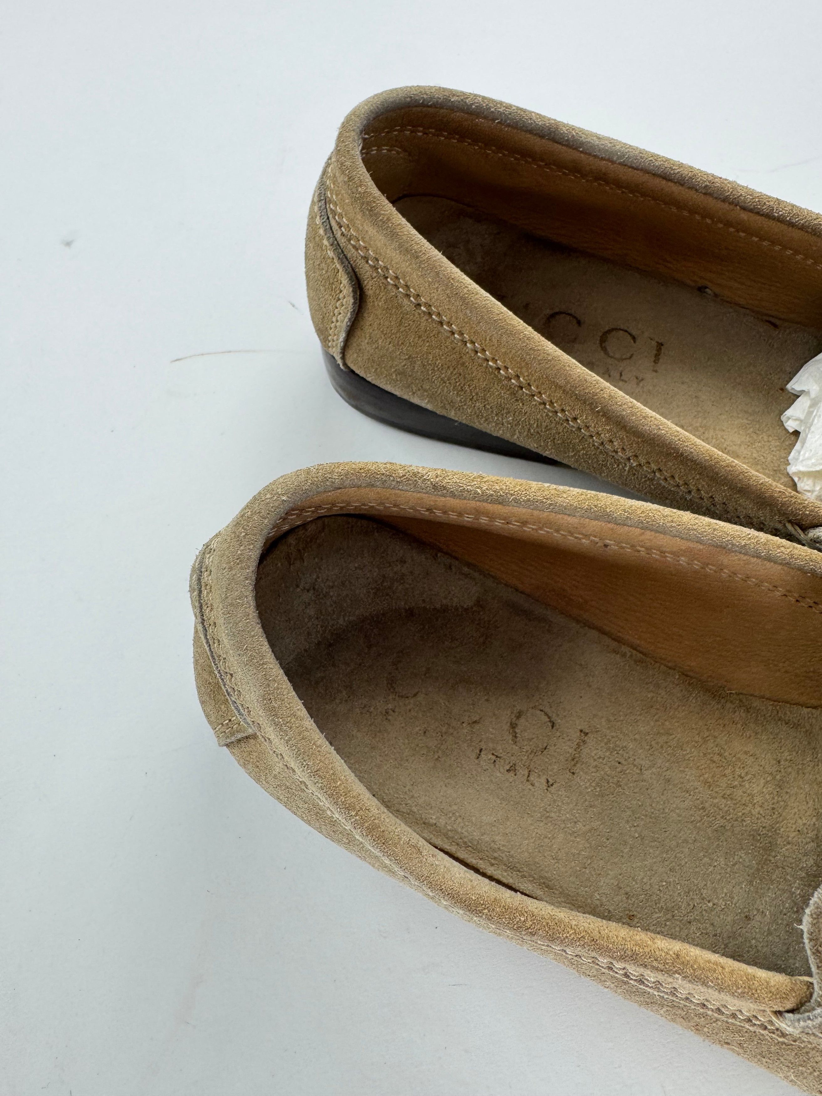 Gucci Vintage Suede Loafer Beige Brown 37,5C Size US 6.5 / IT 36.5 - 10 Thumbnail