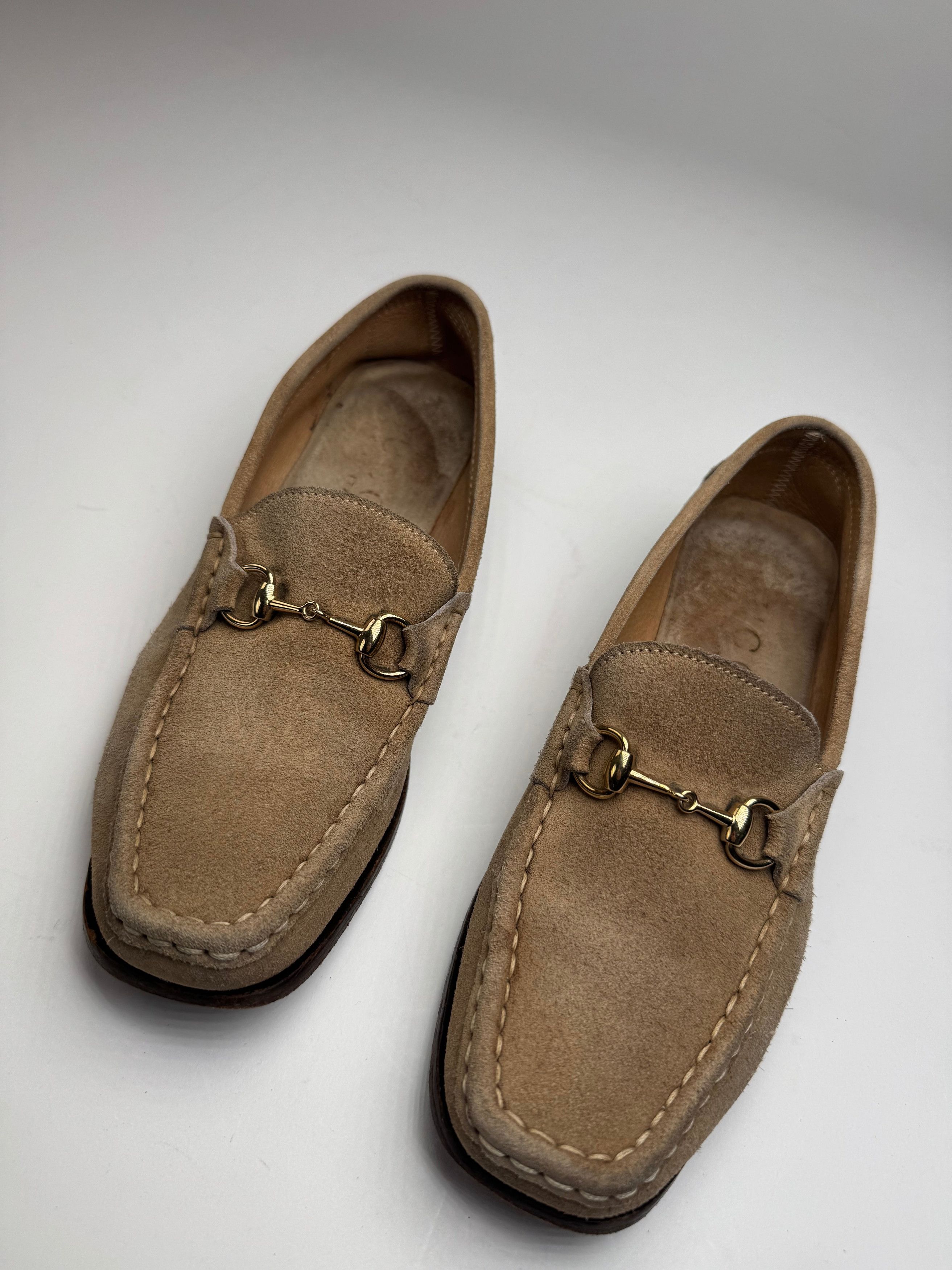 Gucci Vintage Suede Loafer Beige Brown 37,5C Size US 6.5 / IT 36.5 - 4 Thumbnail
