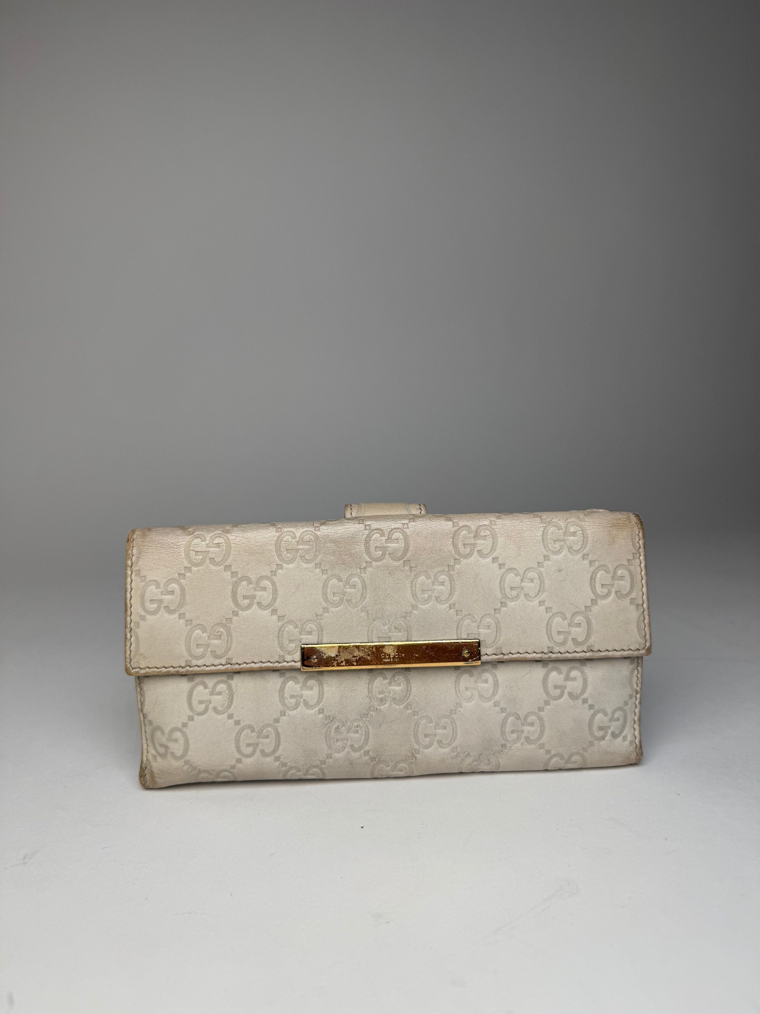 Gucci Vintage Monogram Leather Wallet White Size ONE SIZE - 10 Thumbnail