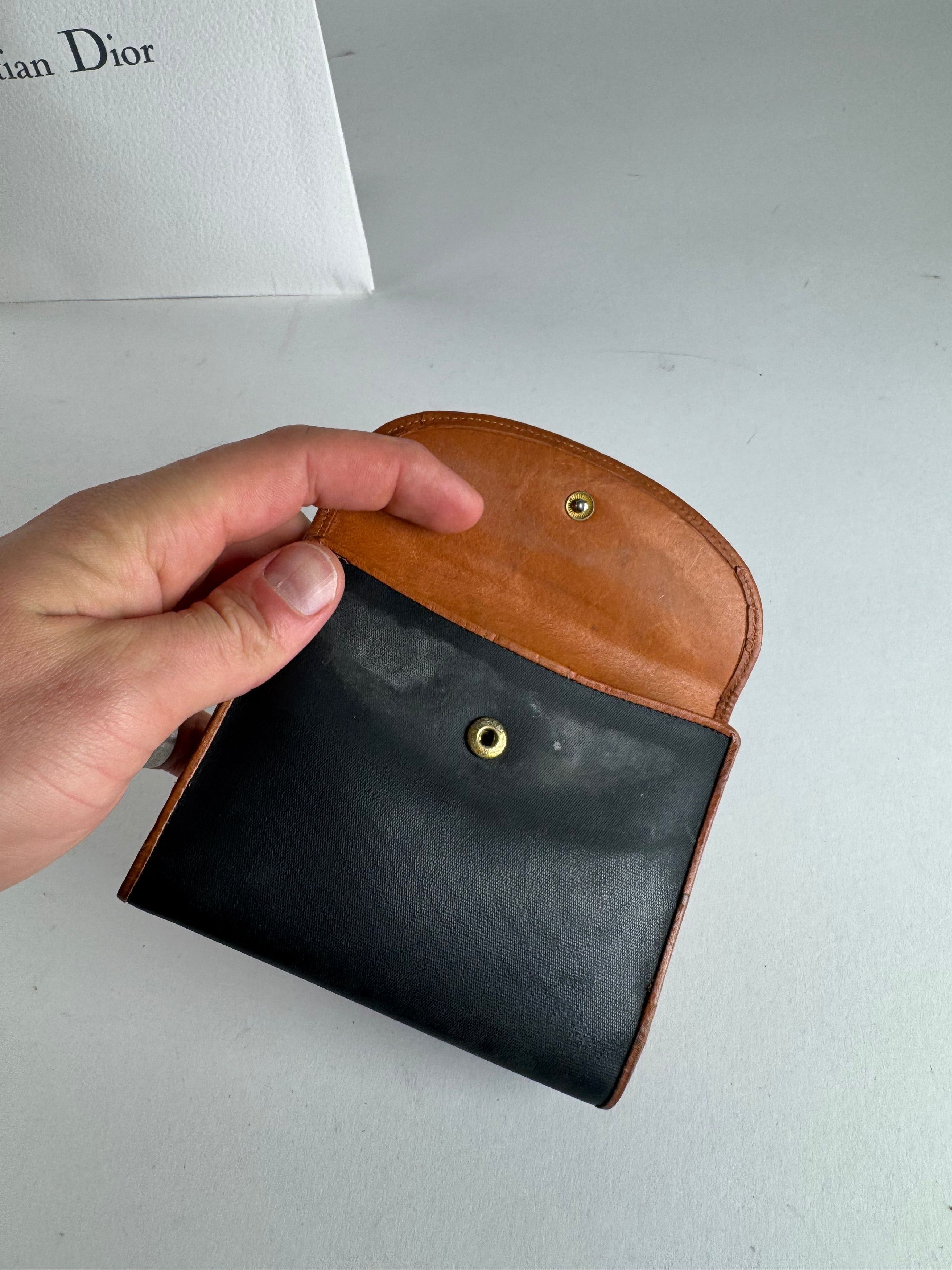 Dior Vintage Leather Wallet Orange Black Size ONE SIZE - 3 Thumbnail