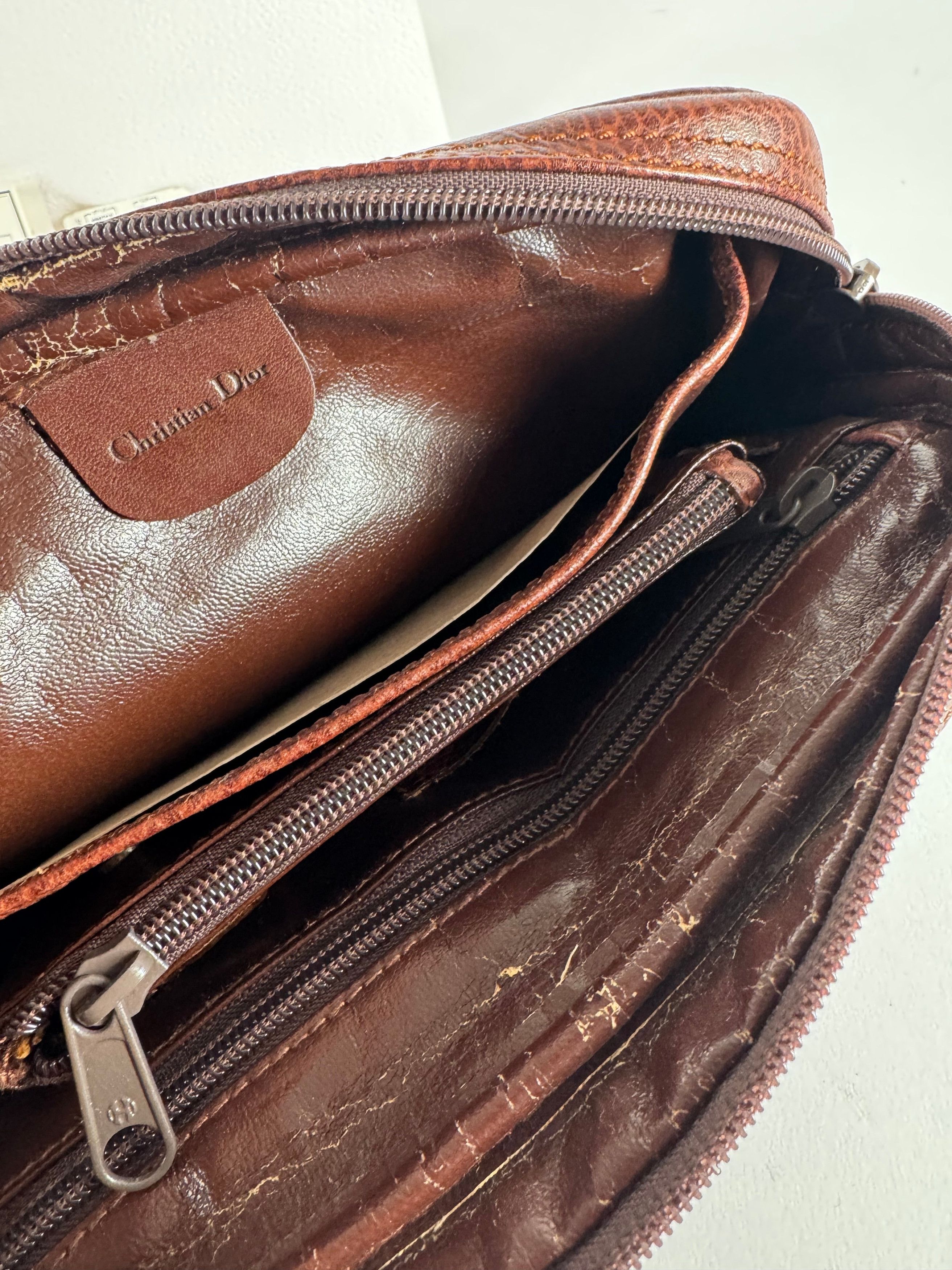 Dior Vintage Leather Clutch Brown Size ONE SIZE - 4 Thumbnail