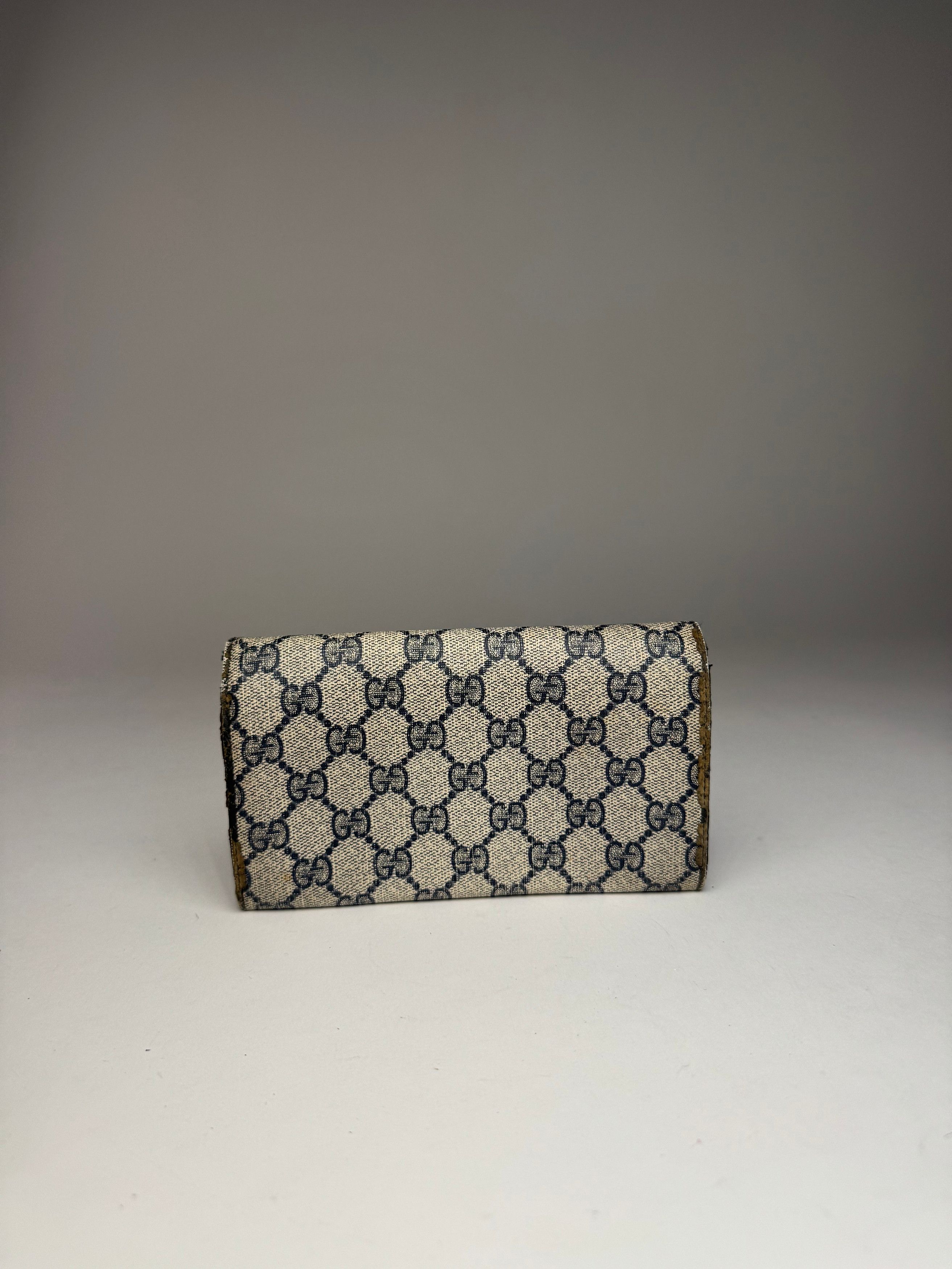 Gucci Vintage Ophidia Leather Monogram Wallet Grey Navy Size ONE SIZE - 11 Thumbnail