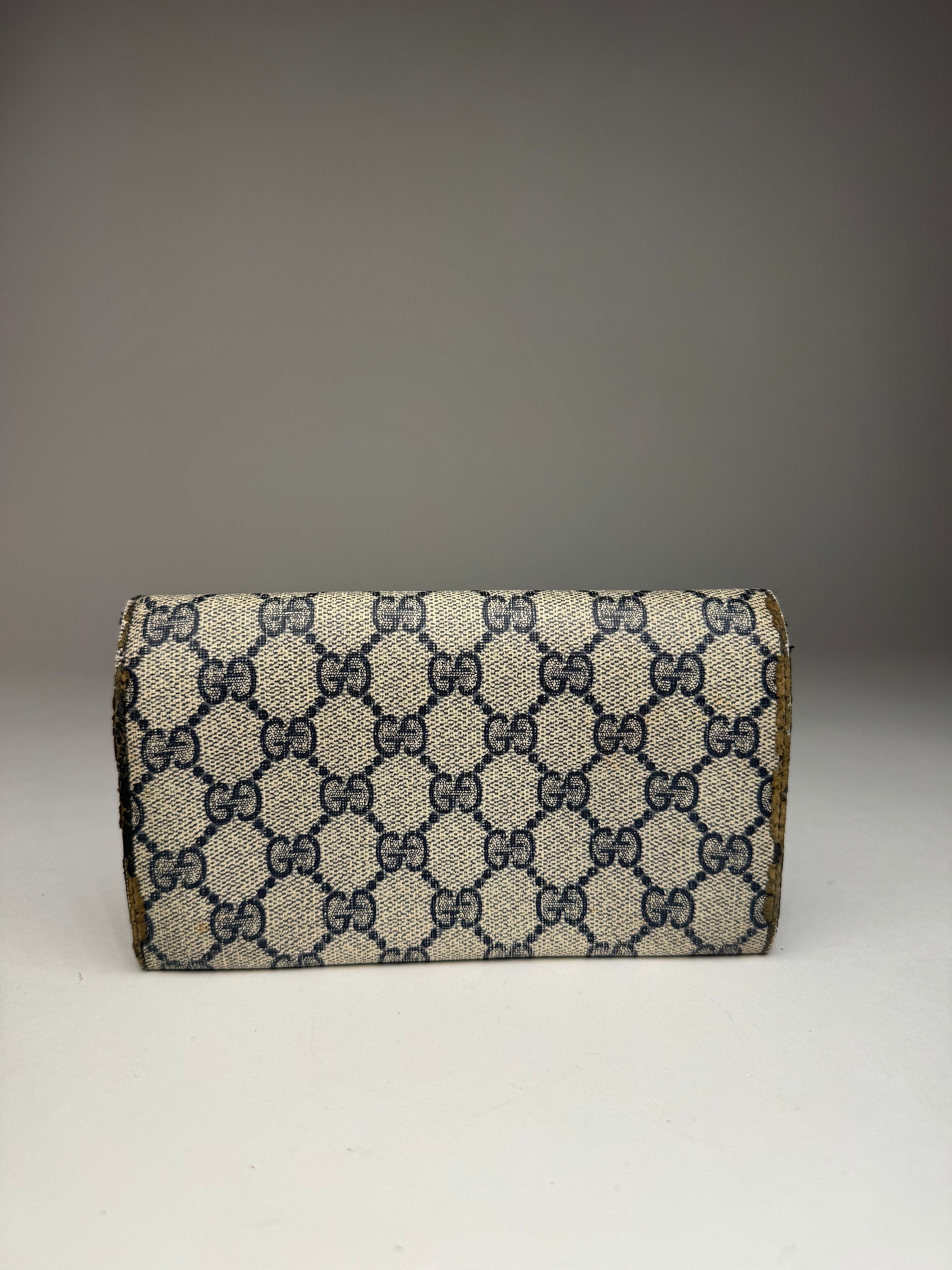 Gucci Vintage Ophidia Leather Monogram Wallet Grey Navy Size ONE SIZE - 2 Thumbnail