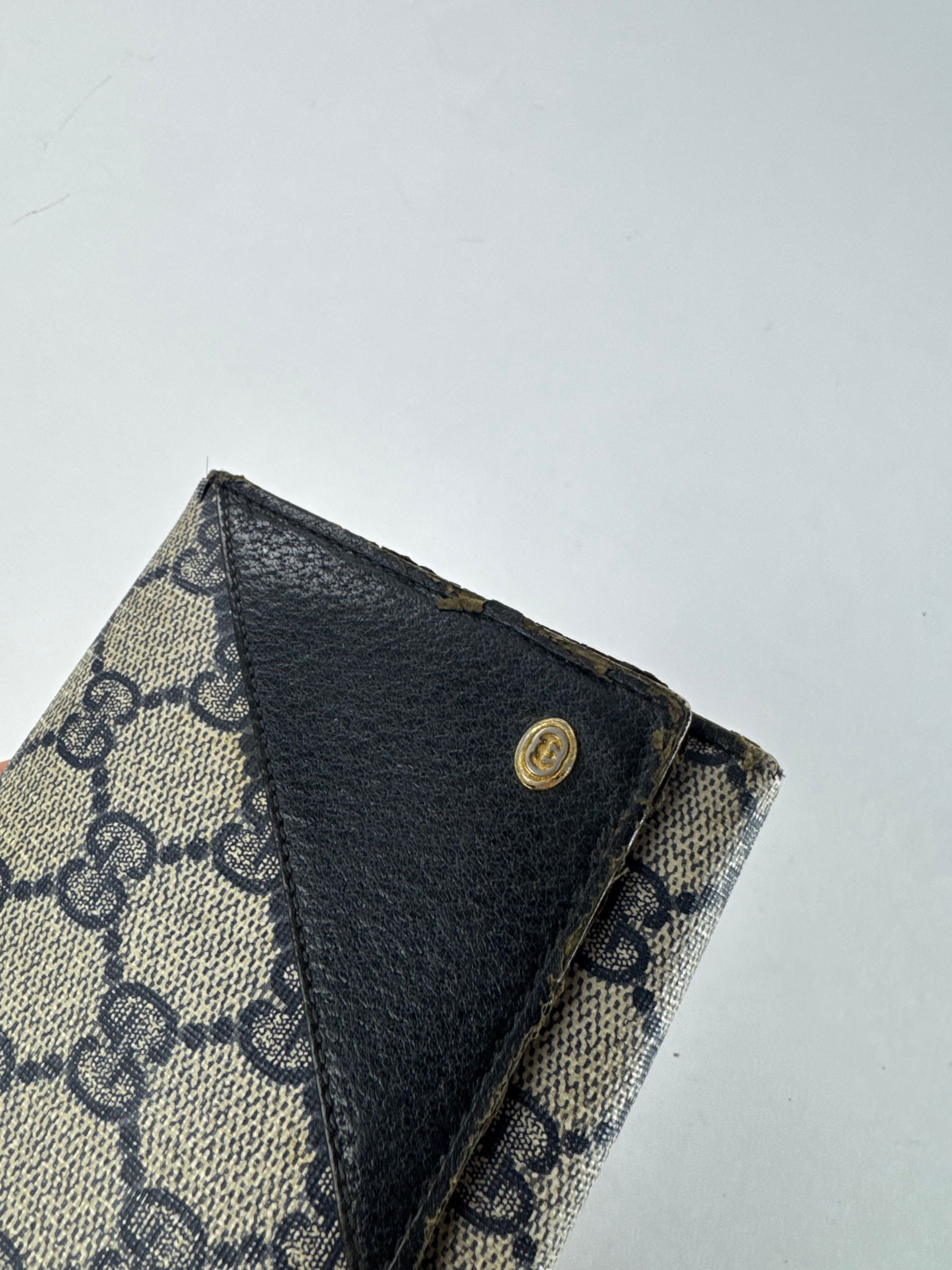 Gucci Vintage Ophidia Leather Monogram Wallet Grey Navy Size ONE SIZE - 3 Thumbnail