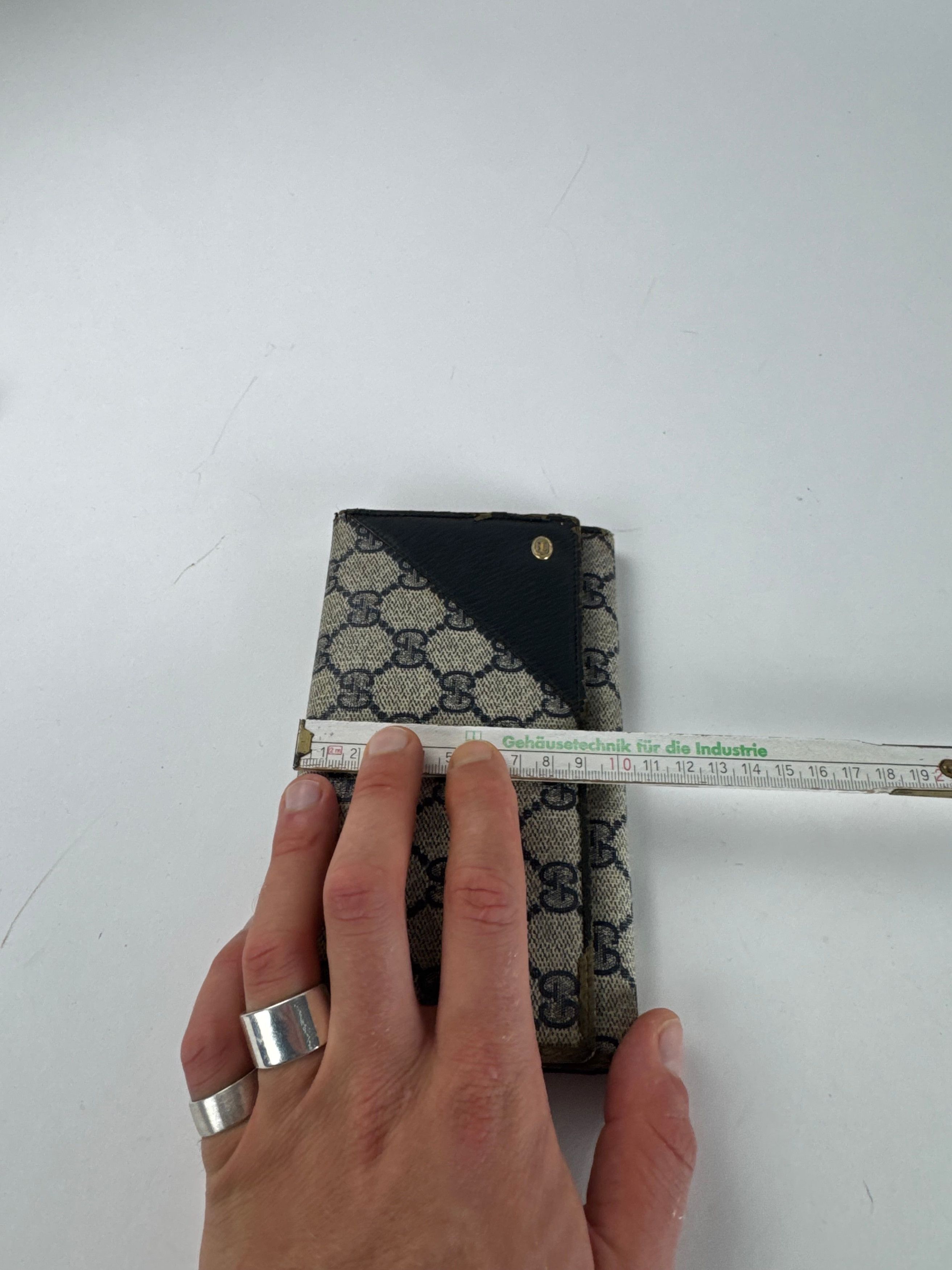 Gucci Vintage Ophidia Leather Monogram Wallet Grey Navy Size ONE SIZE - 9 Thumbnail