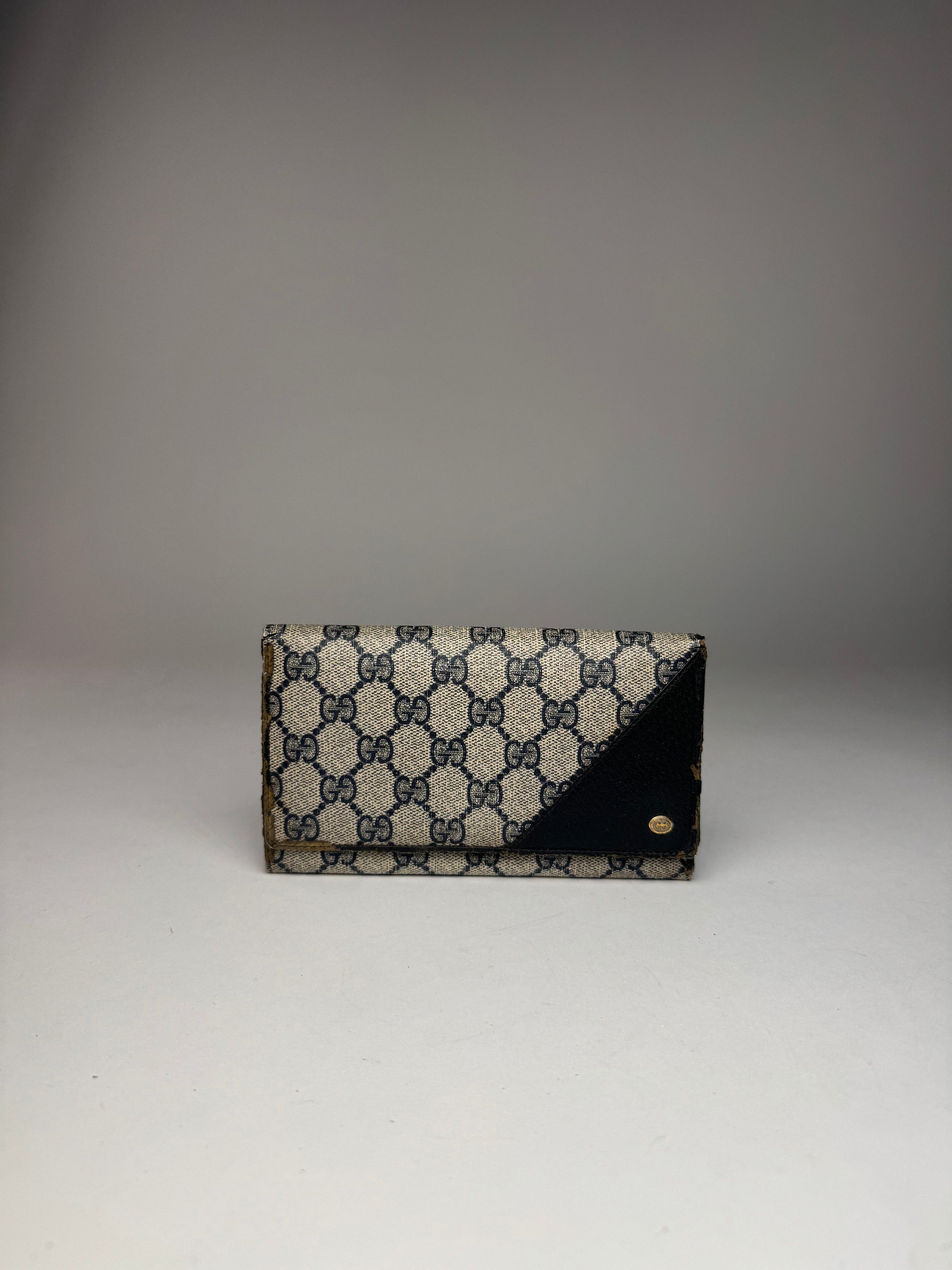 Gucci Vintage Ophidia Leather Monogram Wallet Grey Navy Size ONE SIZE - 10 Thumbnail